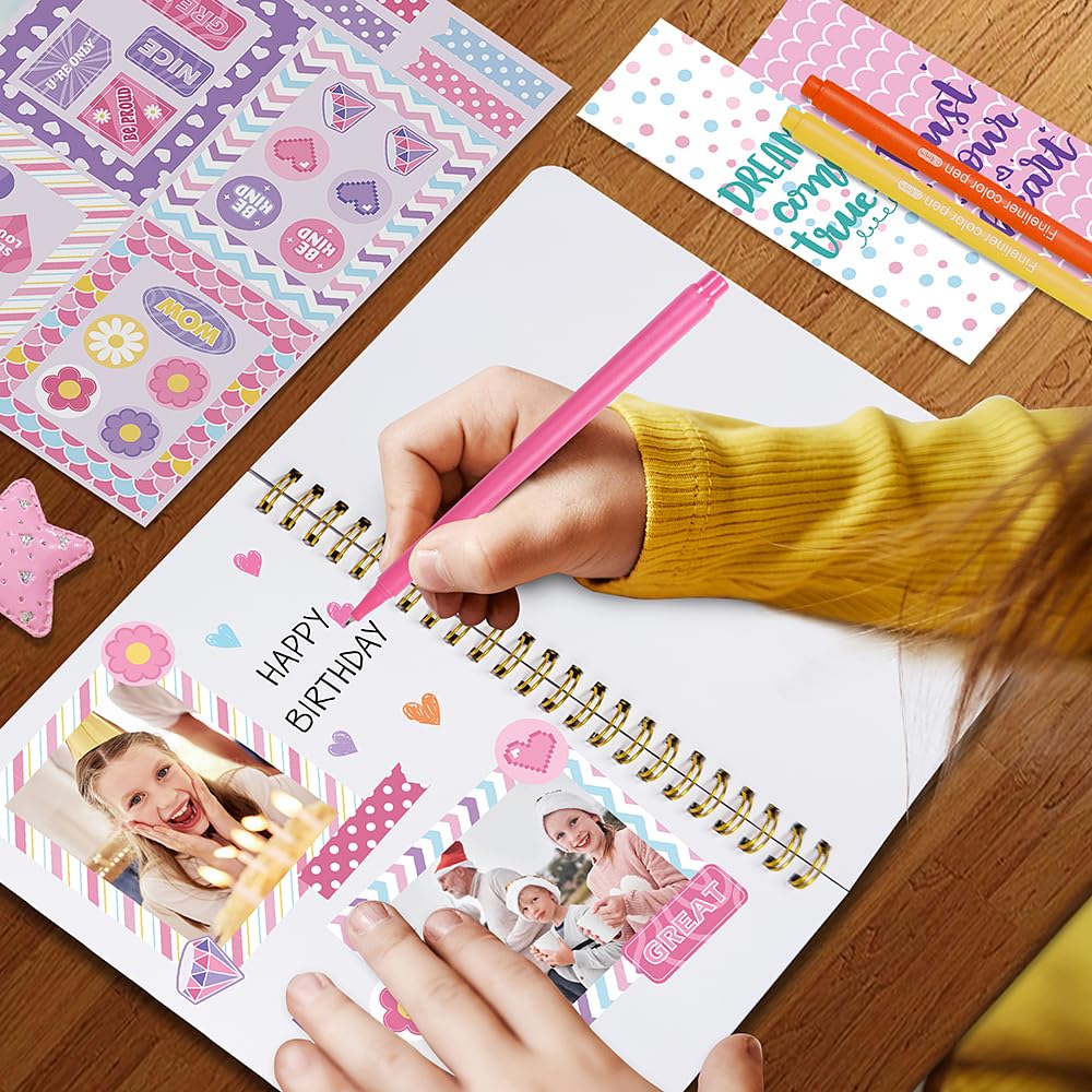 Nollh DIY Journal Kit for Girls – 26-Piece Scrapbook & Craft Set