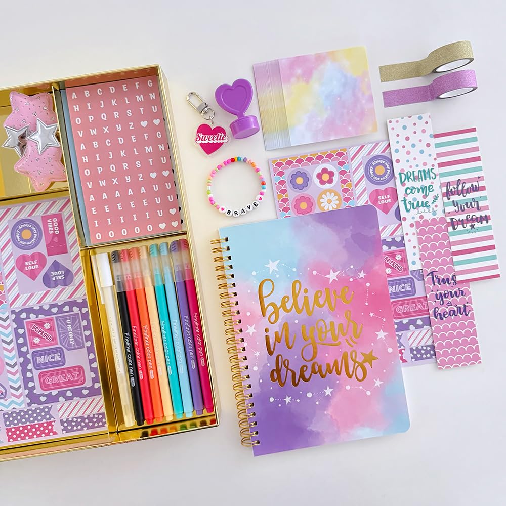 Nollh DIY Journal Kit for Girls – 26-Piece Scrapbook & Craft Set