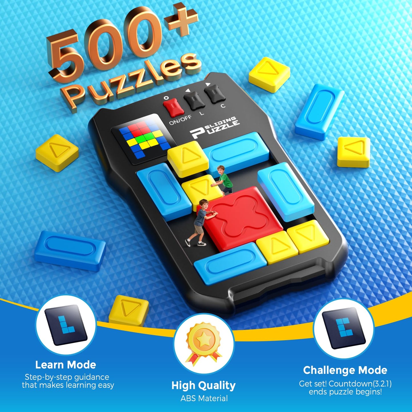 Noltola Super Slide Puzzle Game — 500+ Challenges, Portable Brain Teaser