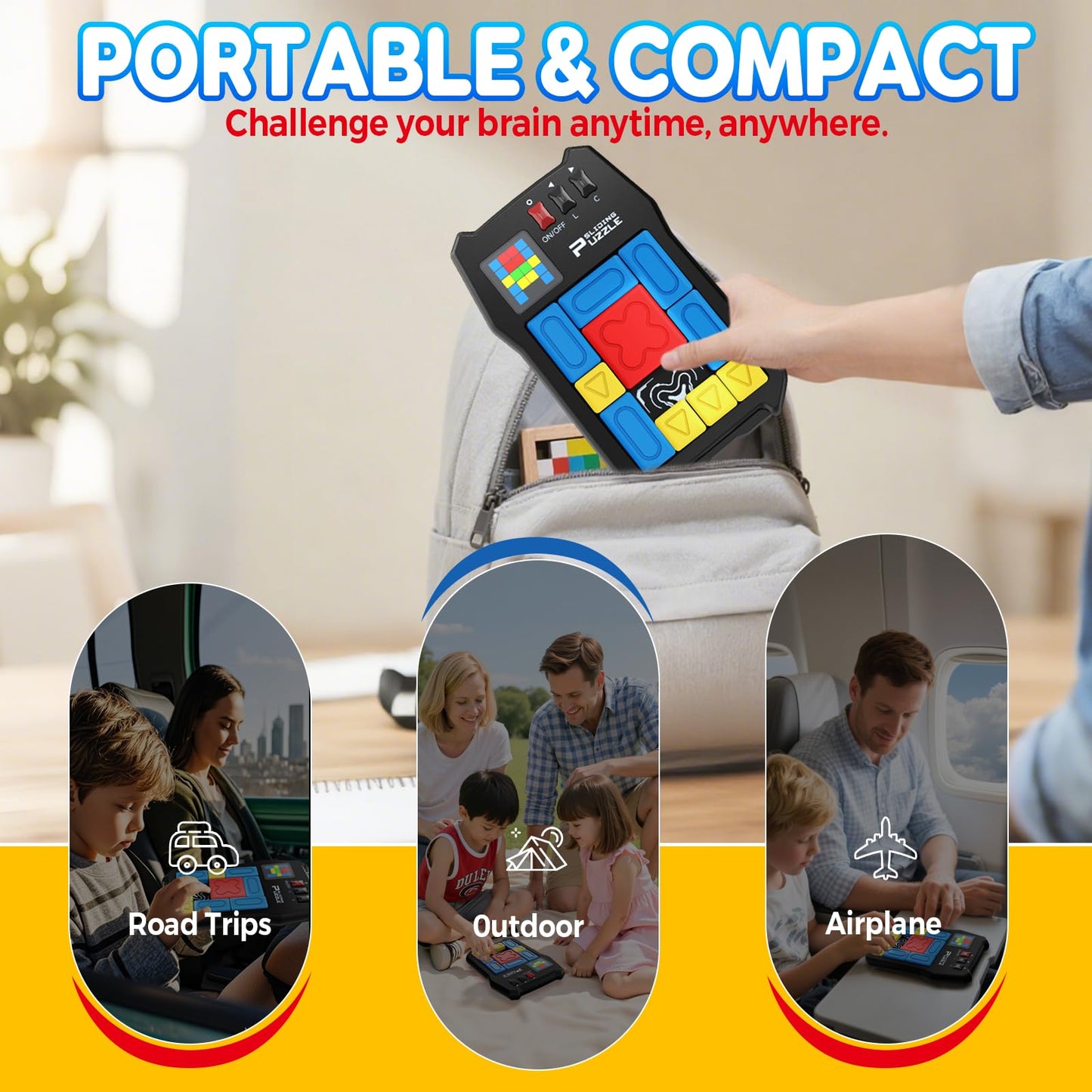 Noltola Super Slide Puzzle Game — 500+ Challenges, Portable Brain Teaser