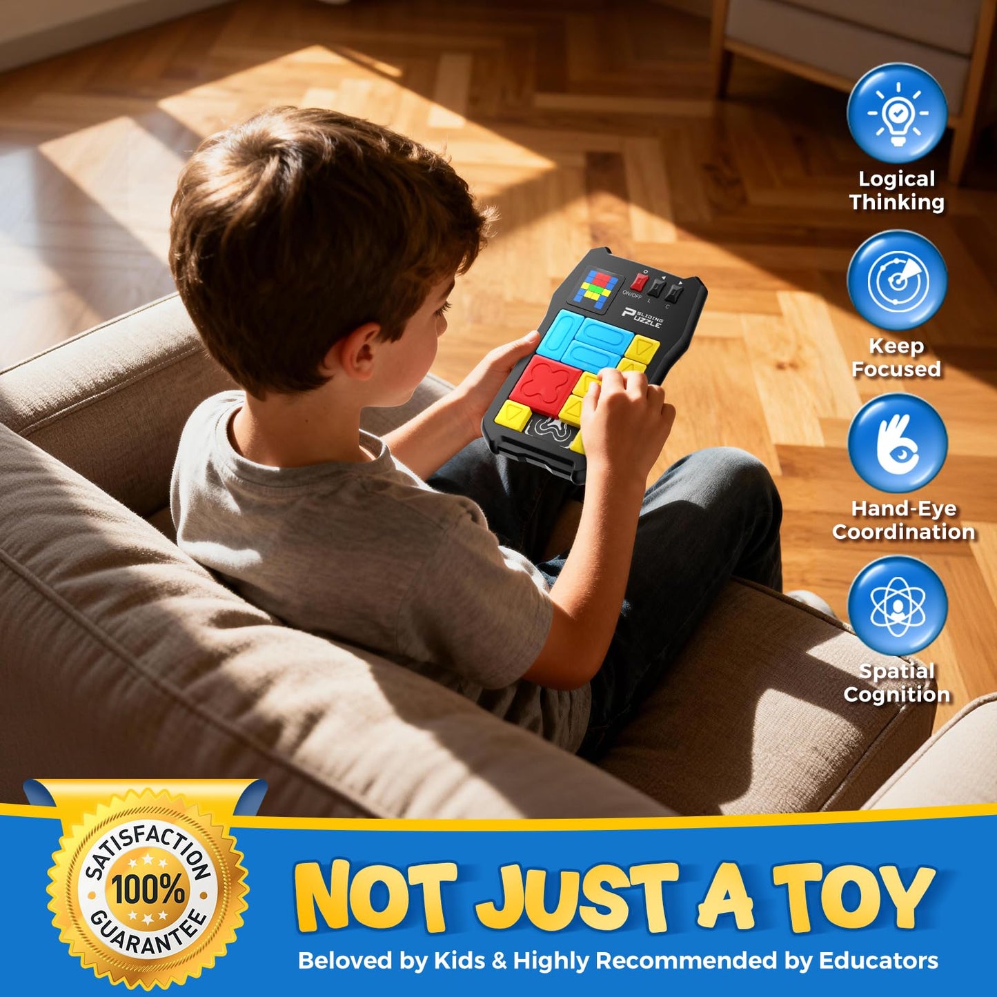 Noltola Super Slide Puzzle Game — 500+ Challenges, Portable Brain Teaser