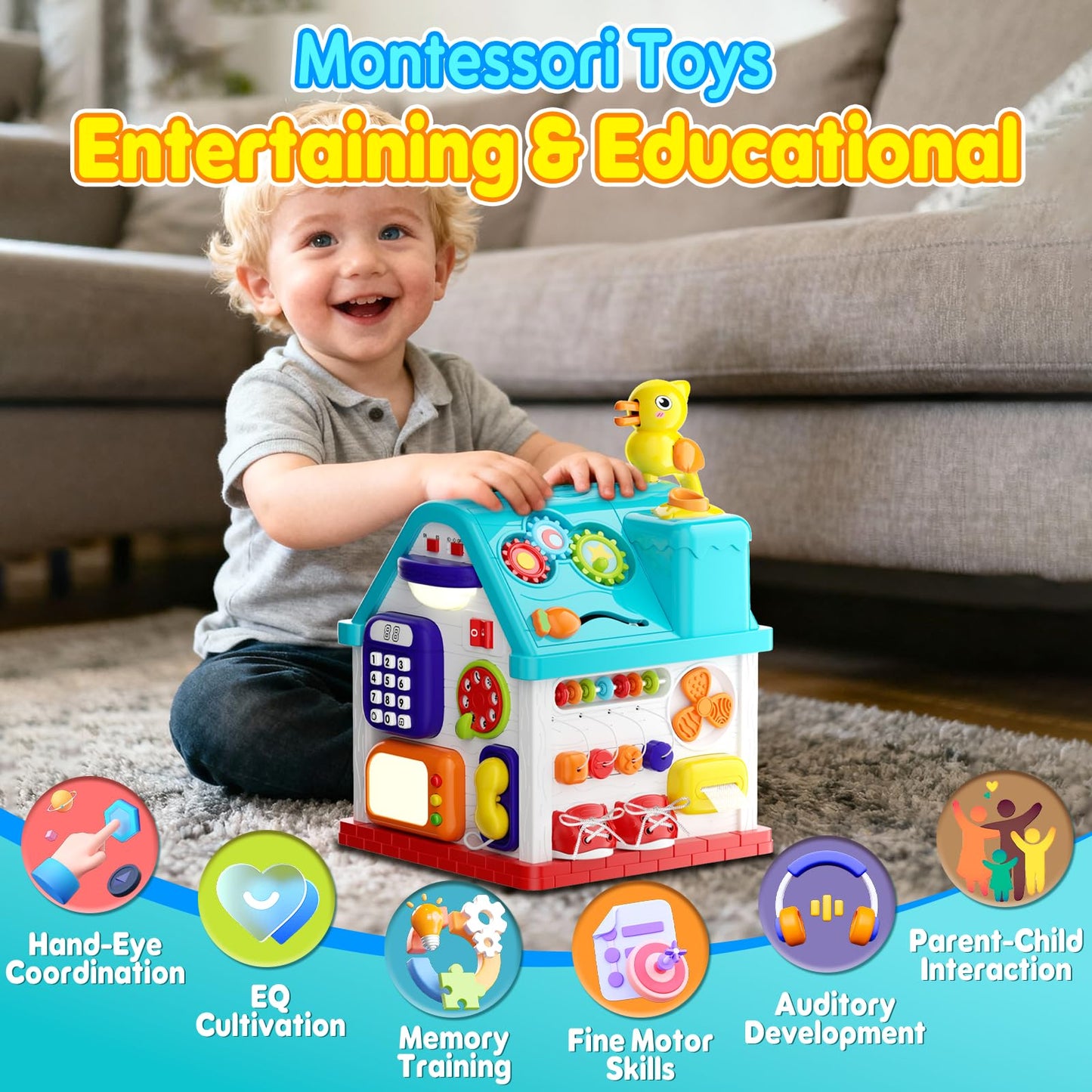 Noltola 20-in-1 Musical Learning House – Montessori Toddler Toys for Ages 0-3