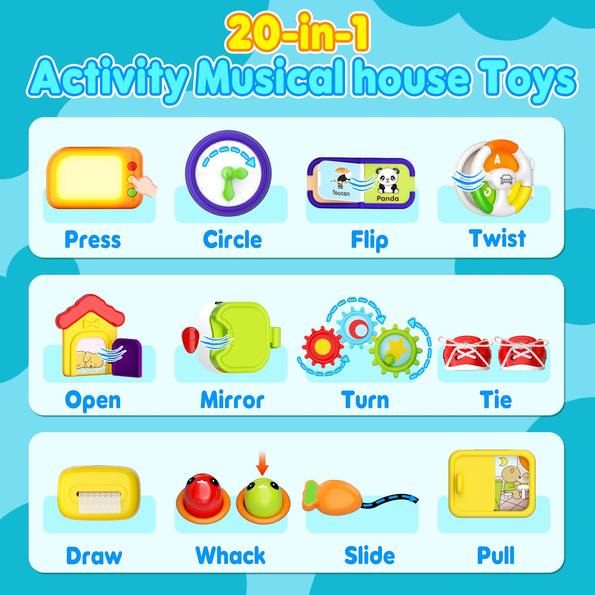 Noltola 20-in-1 Musical Learning House – Montessori Toddler Toys for Ages 0-3