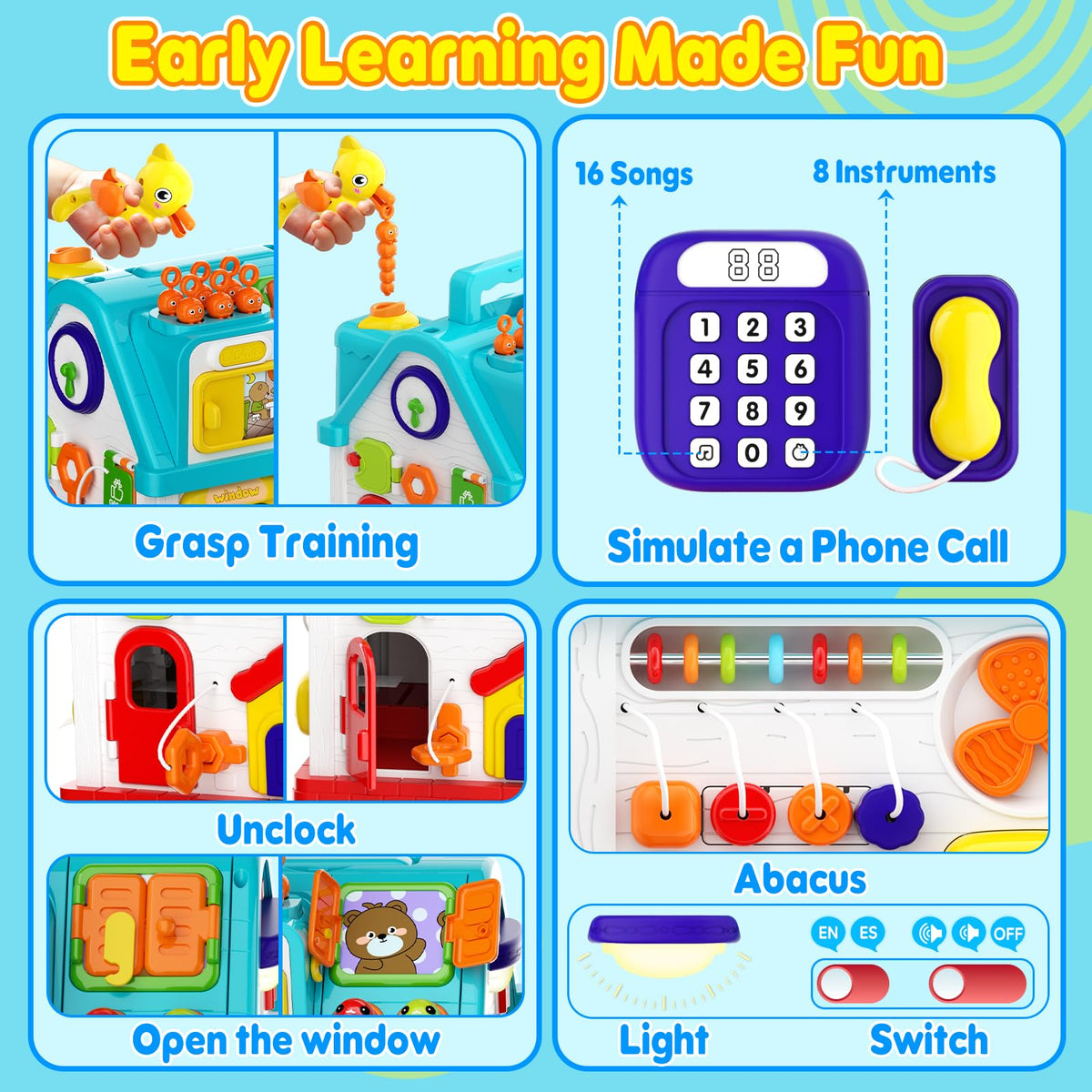 Noltola 20-in-1 Musical Learning House – Montessori Toddler Toys for Ages 0-3