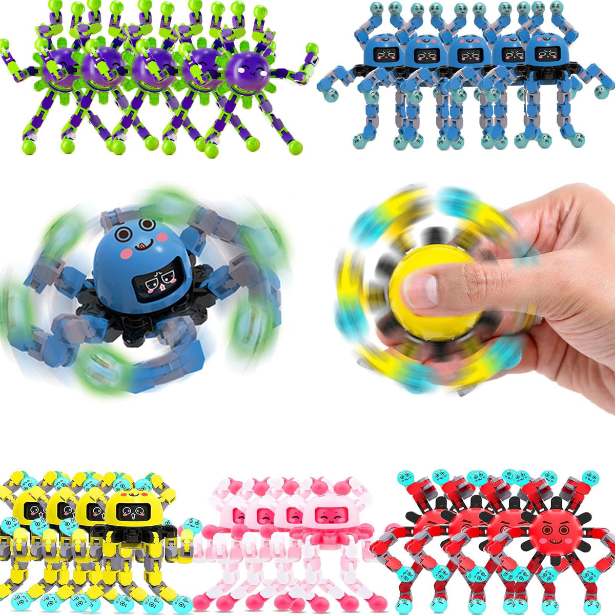 Nongkaka Transformable Fidget Spinners – 10 Pack for Kids 5-12