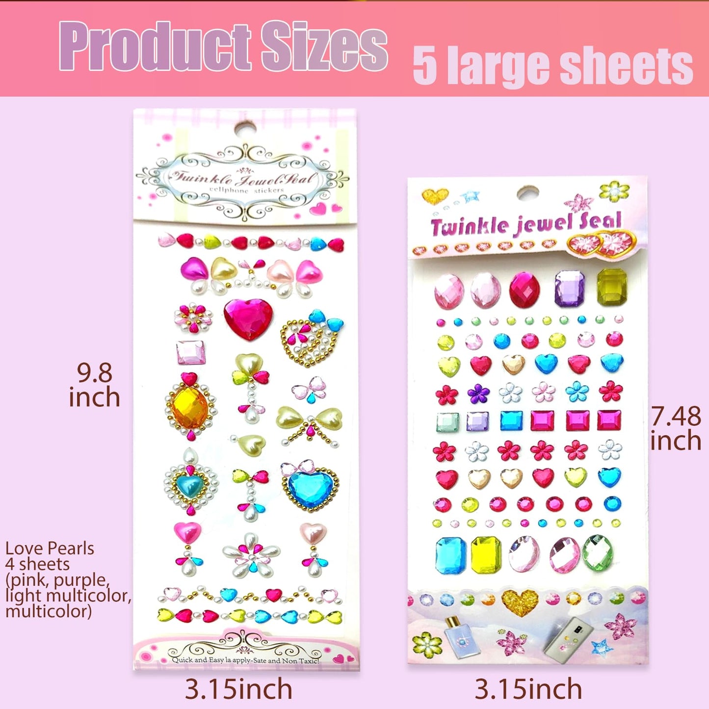 NOOEPC Gem Stickers for Kids – Self-Adhesive Face Gems & Rhinestones for Crafts & DIY Decoration