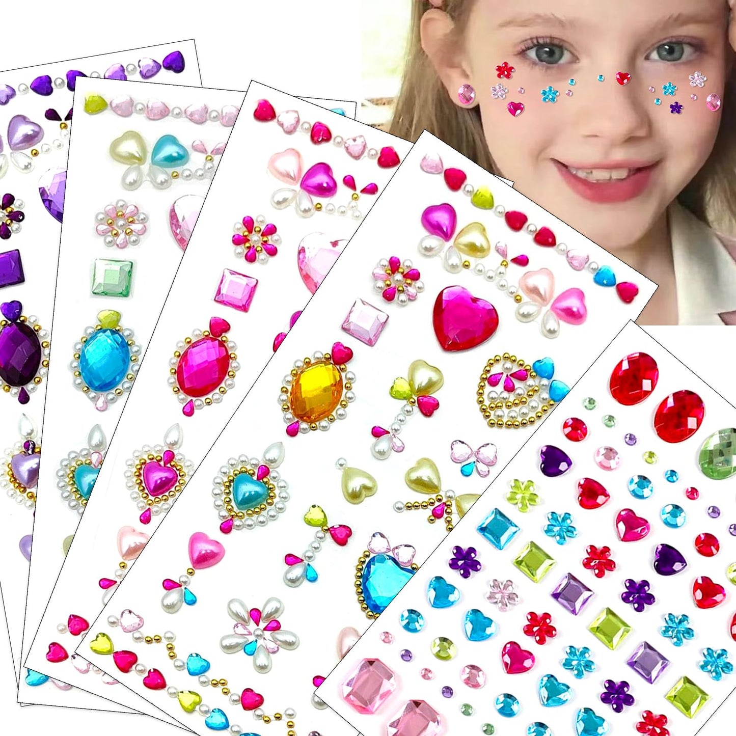 NOOEPC Gem Stickers for Kids – Self-Adhesive Face Gems & Rhinestones for Crafts & DIY Decoration