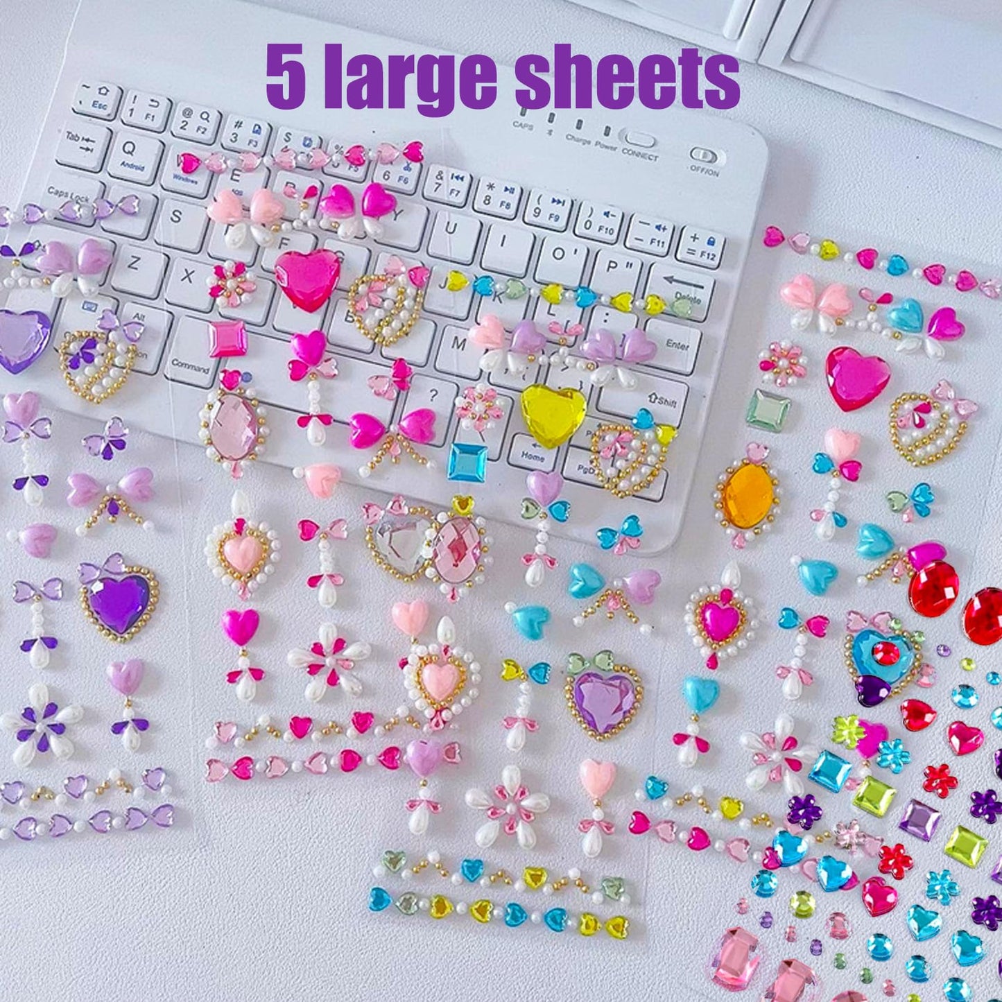 NOOEPC Gem Stickers for Kids – Self-Adhesive Face Gems & Rhinestones for Crafts & DIY Decoration