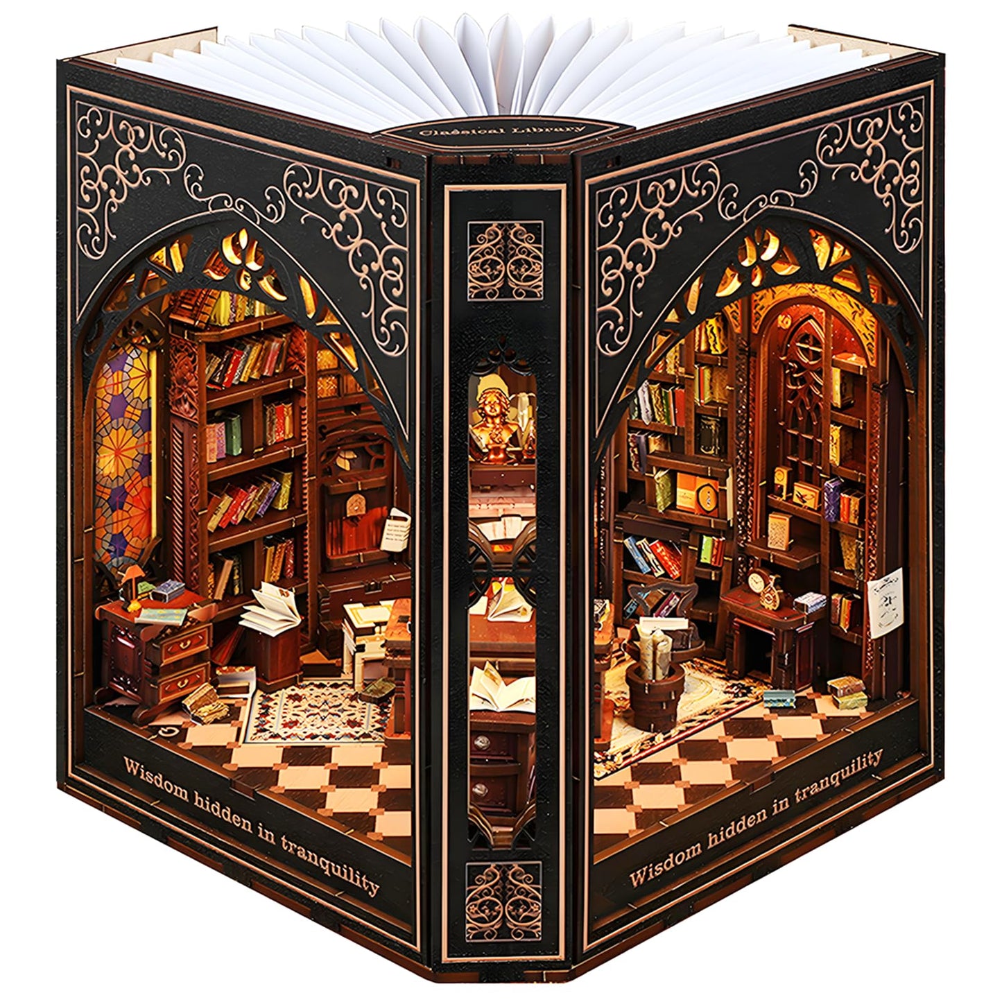 NookMaster Book Nook Kit with Nightlight | USB-C & Battery Powered DIY Bookshelf Decor
