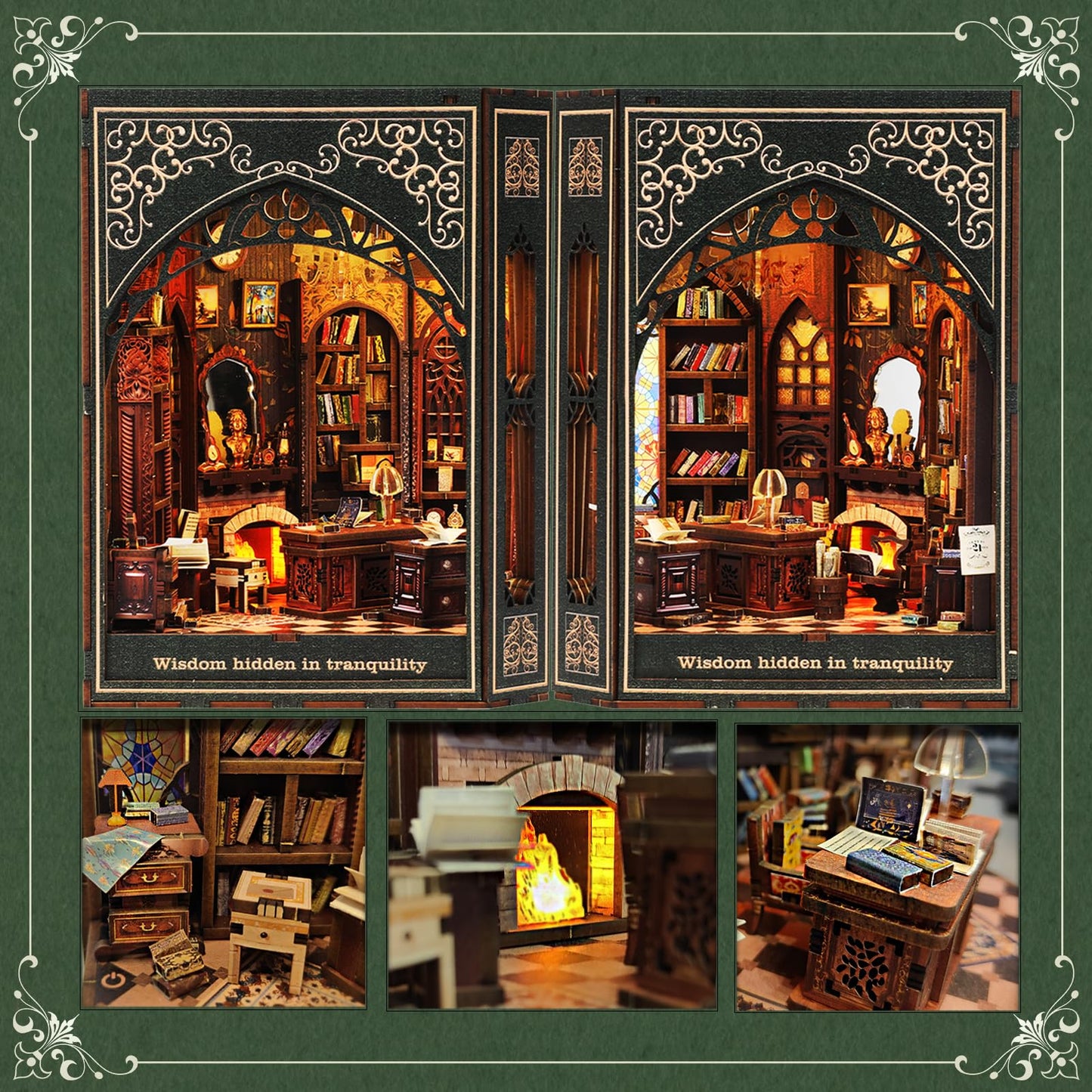NookMaster Book Nook Kit with Nightlight | USB-C & Battery Powered DIY Bookshelf Decor