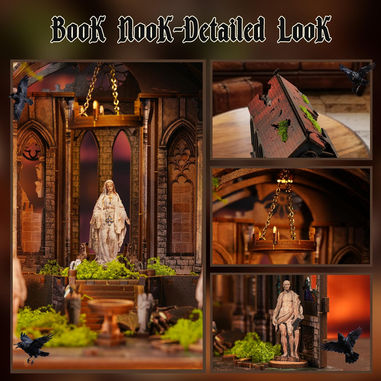 NookMaster Book Nook Kit – 3D Puzzle with LED Lights for Adults & Teens