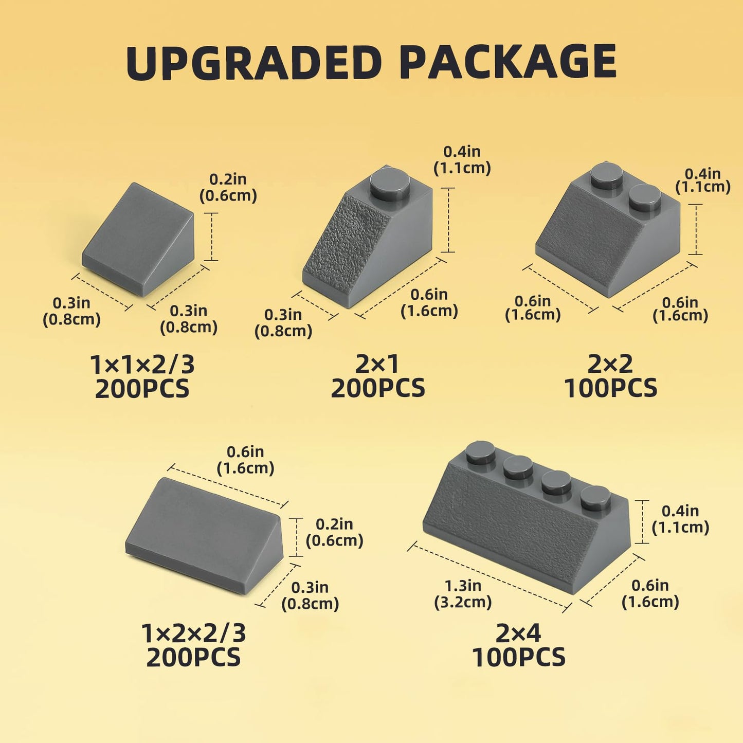 Noorastars 800 Pieces Building Bricks - 5 Sizes, Dark Grey, Compatible with All Major Brands