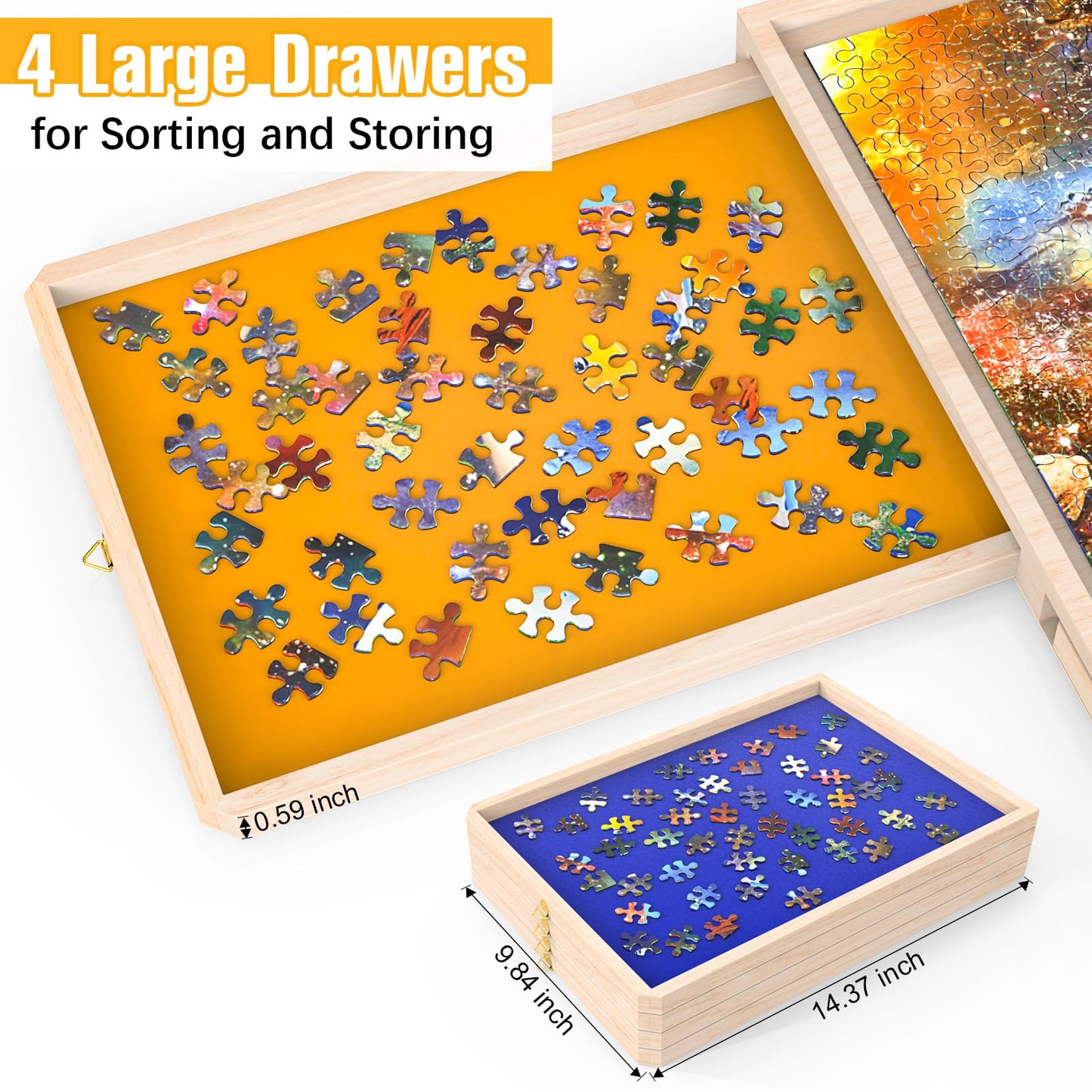 NORBASE Puzzle Board with 360-degree Wheels & Drawers — 30x22, 1000-Piece Puzzle