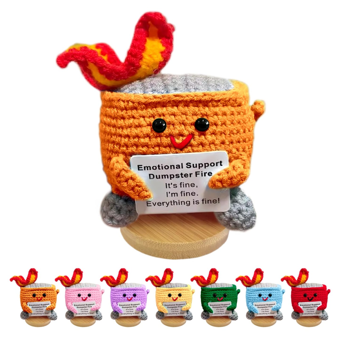 Nordkawa Emotional Support Dumpster Fire – Handmade Crochet Gift (Orange) for Women, Men & Friends