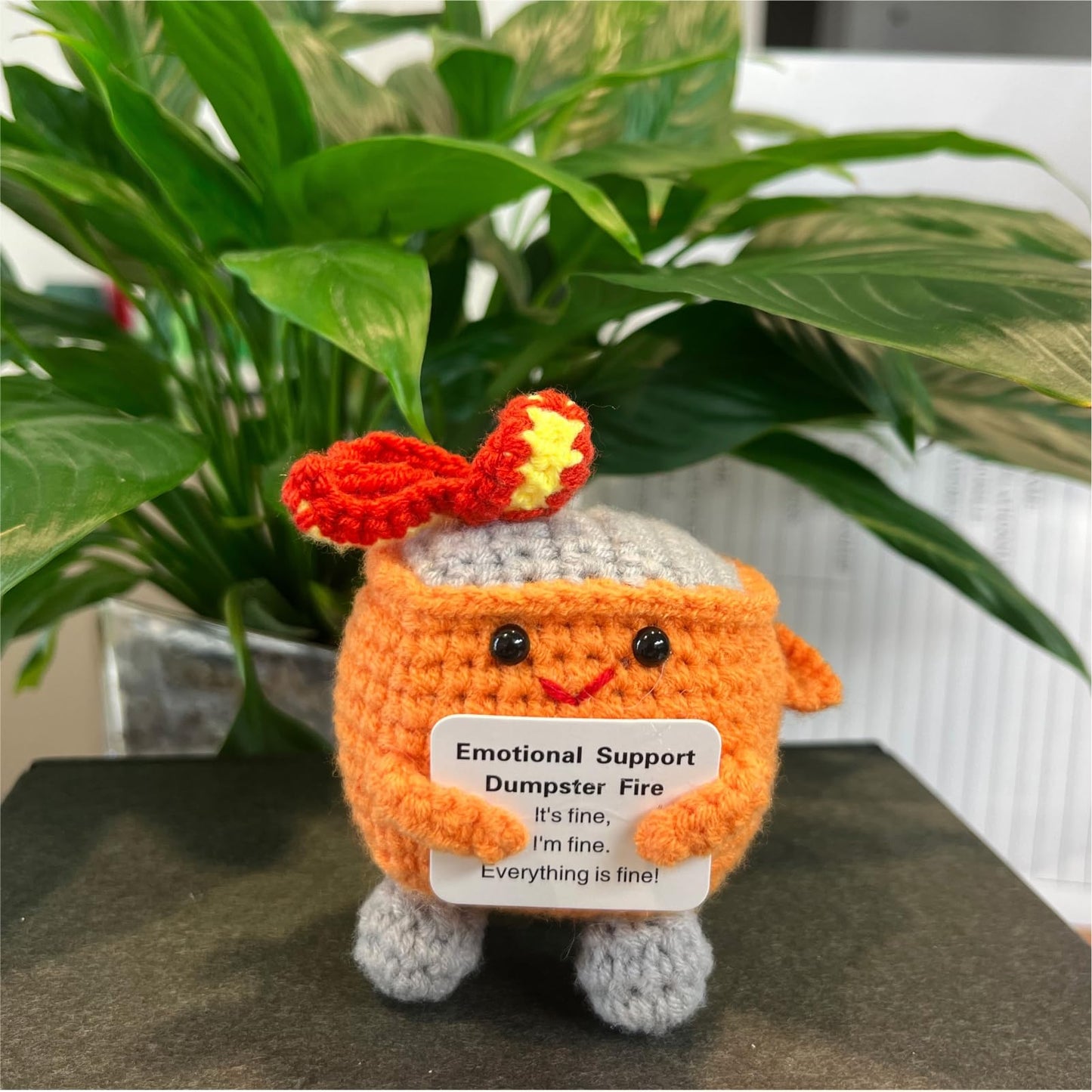 Nordkawa Emotional Support Dumpster Fire – Handmade Crochet Gift (Orange) for Women, Men & Friends