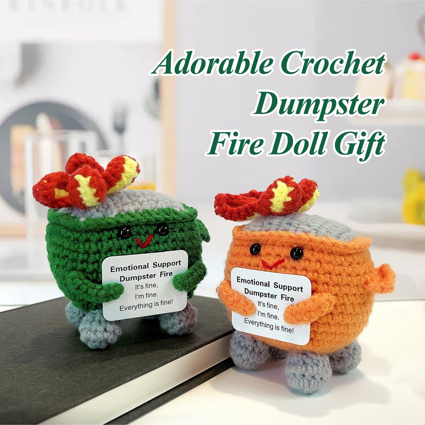 Nordkawa Emotional Support Dumpster Fire – Handmade Crochet Gift (Orange) for Women, Men & Friends