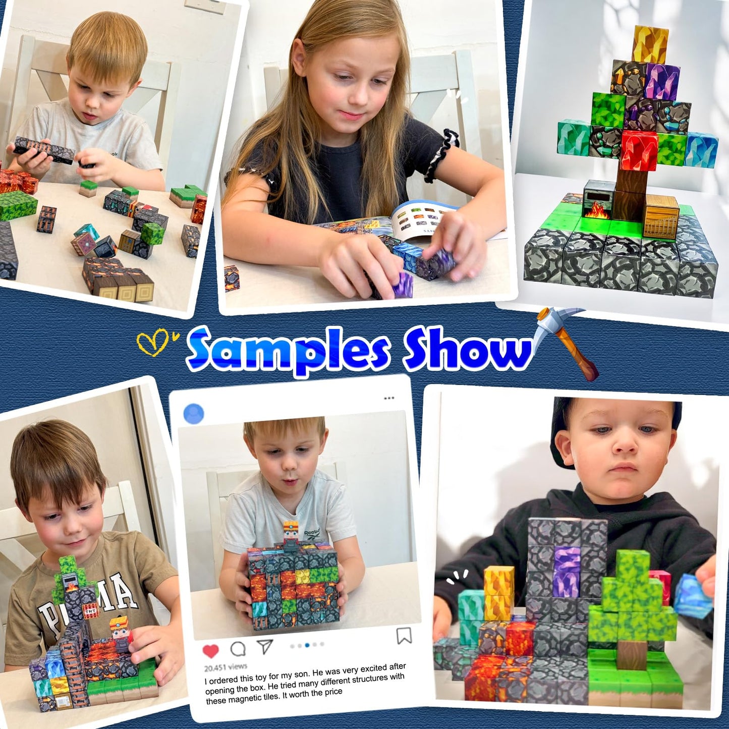 Norline 100Pcs Magnetic Blocks – Gem Mine Adventure STEM Toy (Ages 3–12)