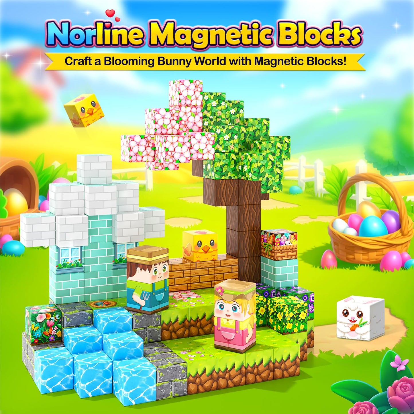 Norline 108PCS Magnetic Blocks – STEM Building Toys for Kids 3-12