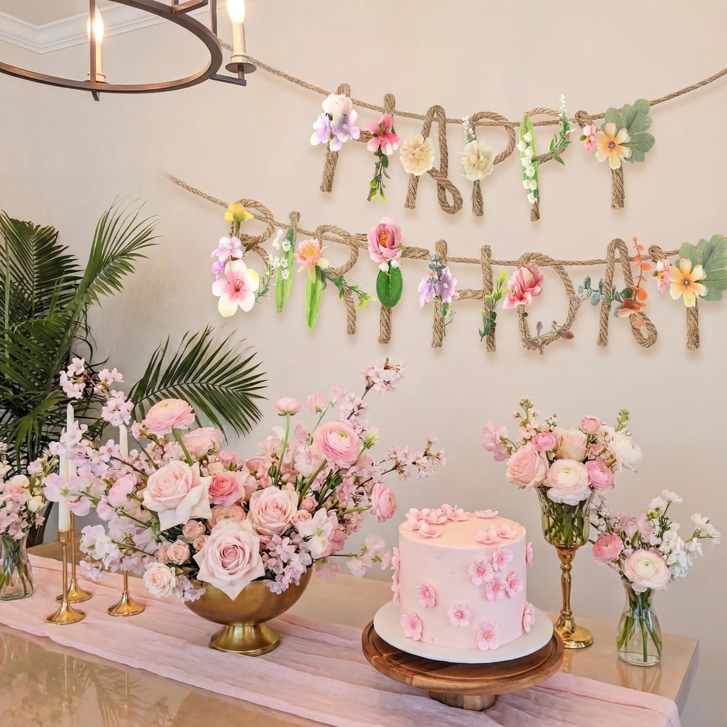 Norme 2 Pcs Wildflower Birthday Banner – Metal 3D Flower Garland for Spring Parties & Milestone Celebrations