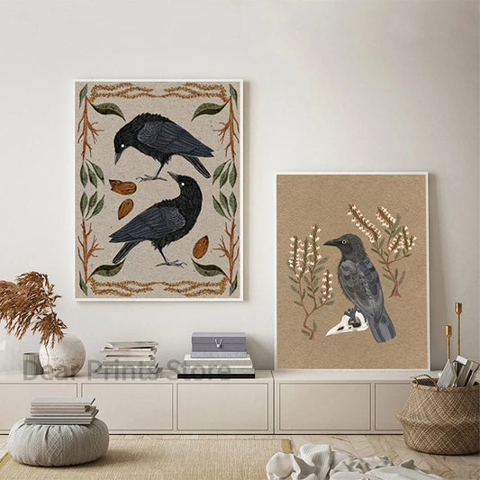 Northern Flicker Bird Art Prints – Gothic Raven Folk Art Crow Nature Posters