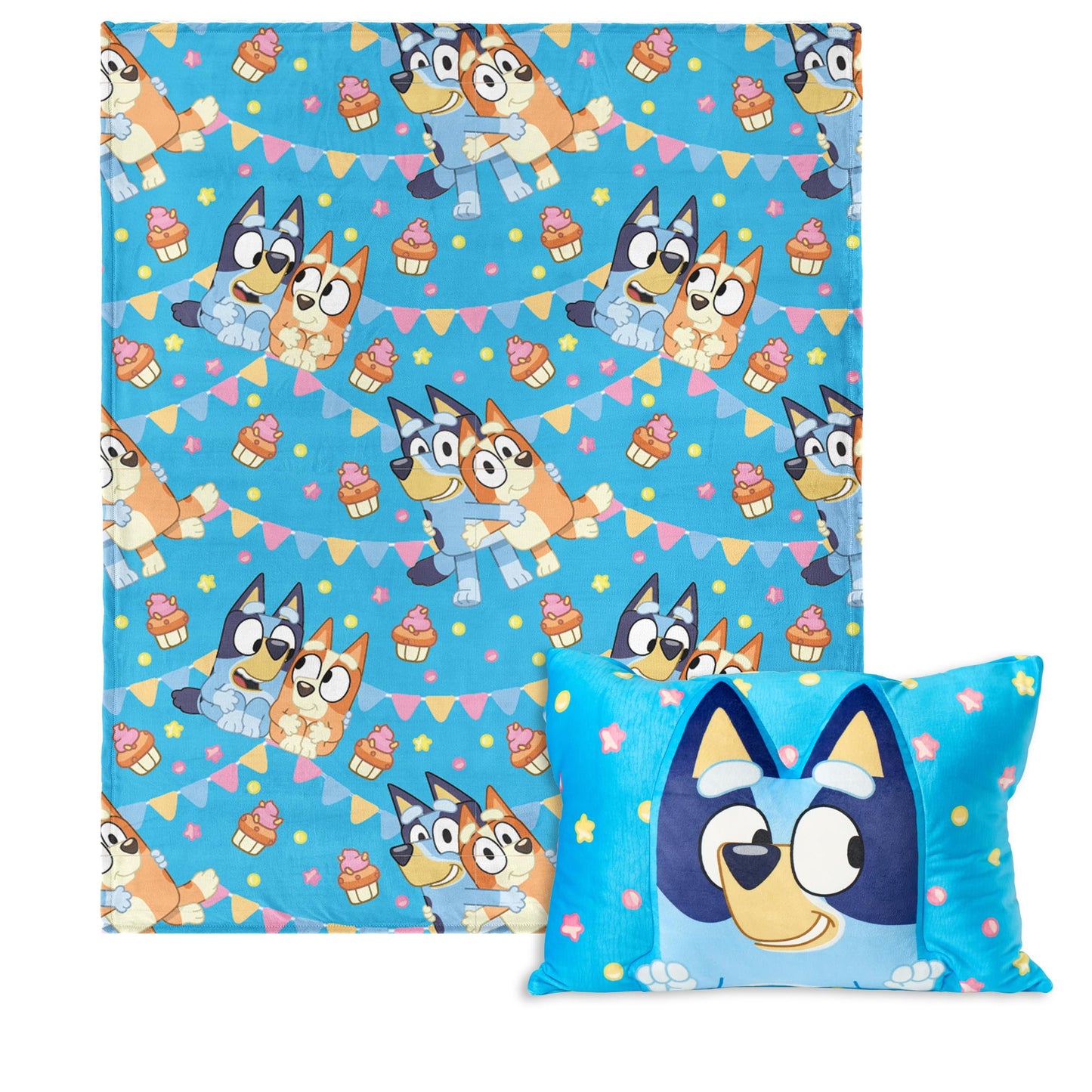 Northwest Bluey Party Pups Silk Touch Throw Blanket + Plush Pocket Pillow (50x60 in & 14x20 in)