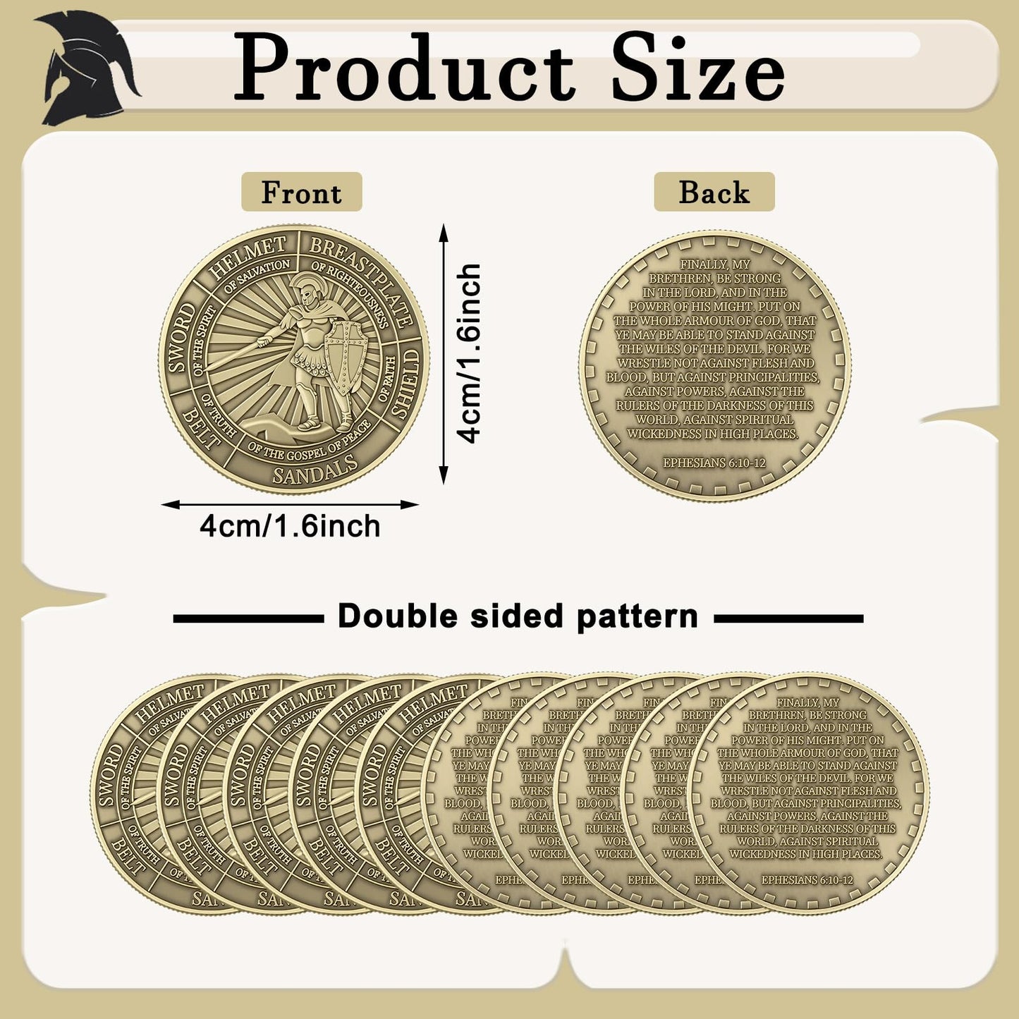 Nosiny Armor of God Coins – 20 Pcs Metal Christian Challenge Coins for Faith, Gifts, and Collectors