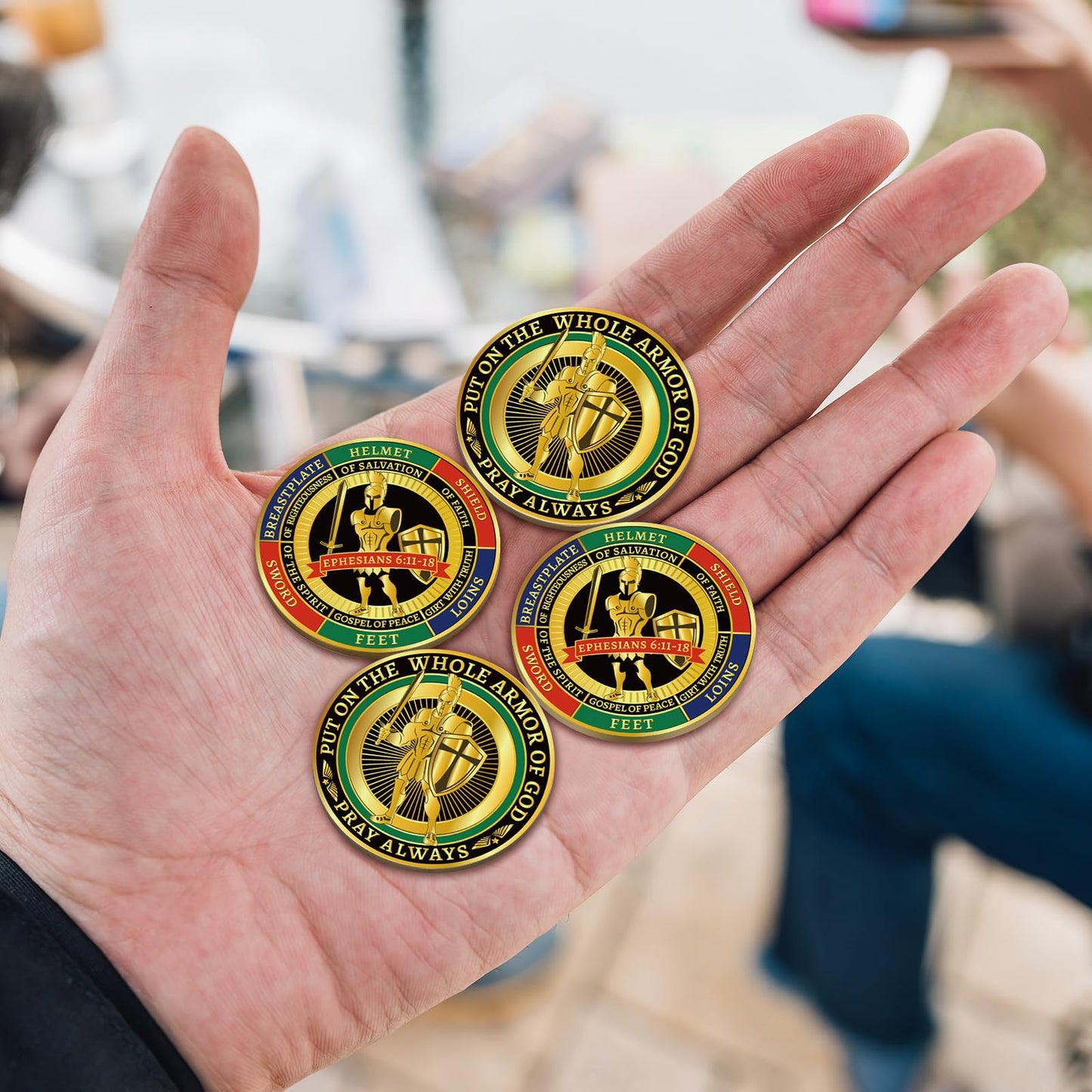Nosiny 20 Pcs Armor of God Coins – Double-Face Christian Challenge Coins (Retro)