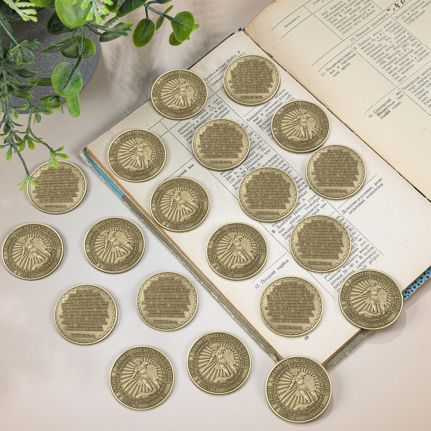 Nosiny Armor of God Coins – 20 Pcs Metal Christian Challenge Coins for Faith, Gifts, and Collectors