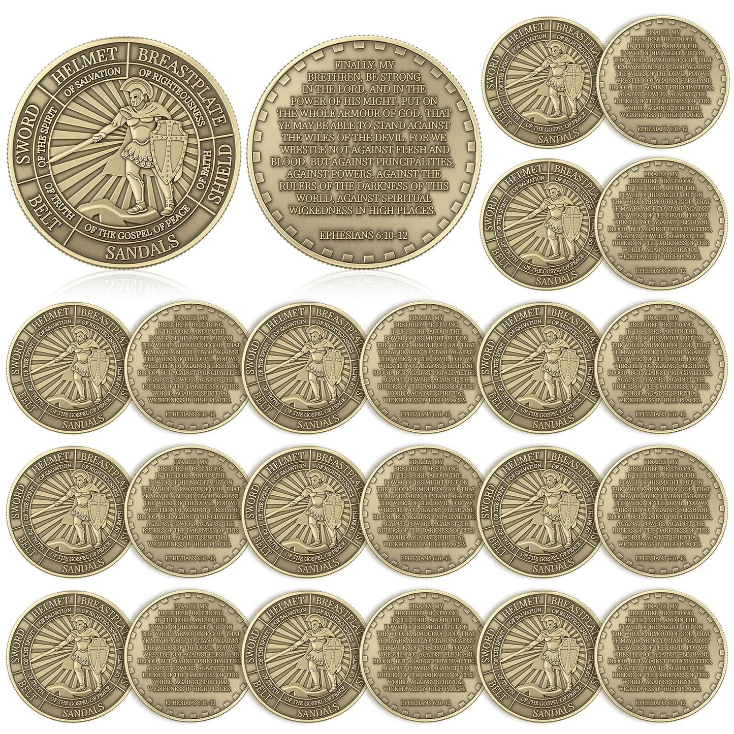 Nosiny Armor of God Coins – 20 Pcs Metal Christian Challenge Coins for Faith, Gifts, and Collectors
