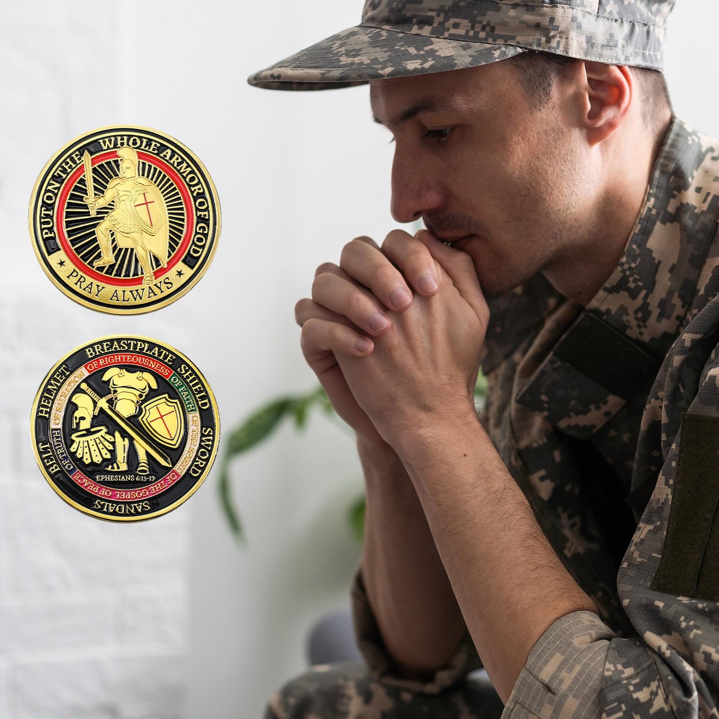 Nosiny 20 Pcs Armor of God Coins – Metal Christian Challenge Coins for Prayer, Collectors, Church & Gift Set (Novel Style)