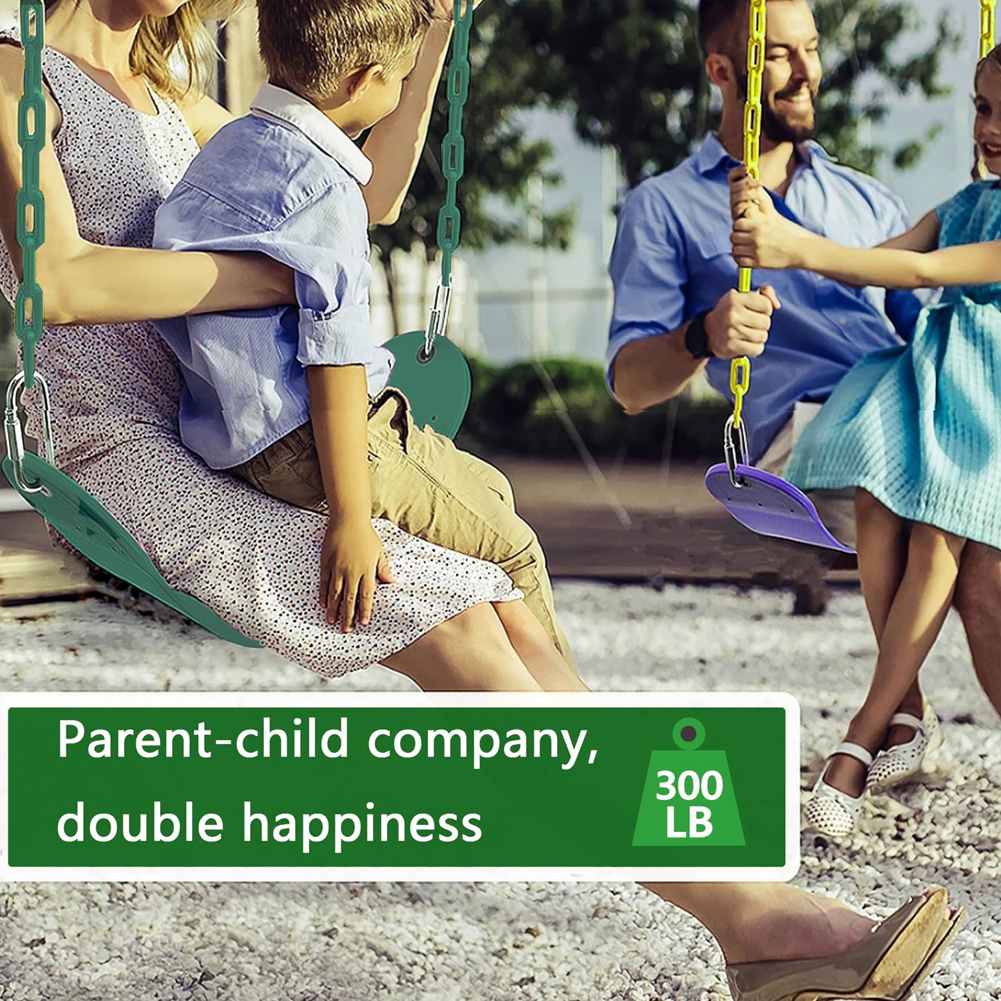 NOSTIFY 66-Inch Heavy Duty Coated Iron Chain Sensory Swing Seat – Outdoor Playground with Hooks & Straps (Green)