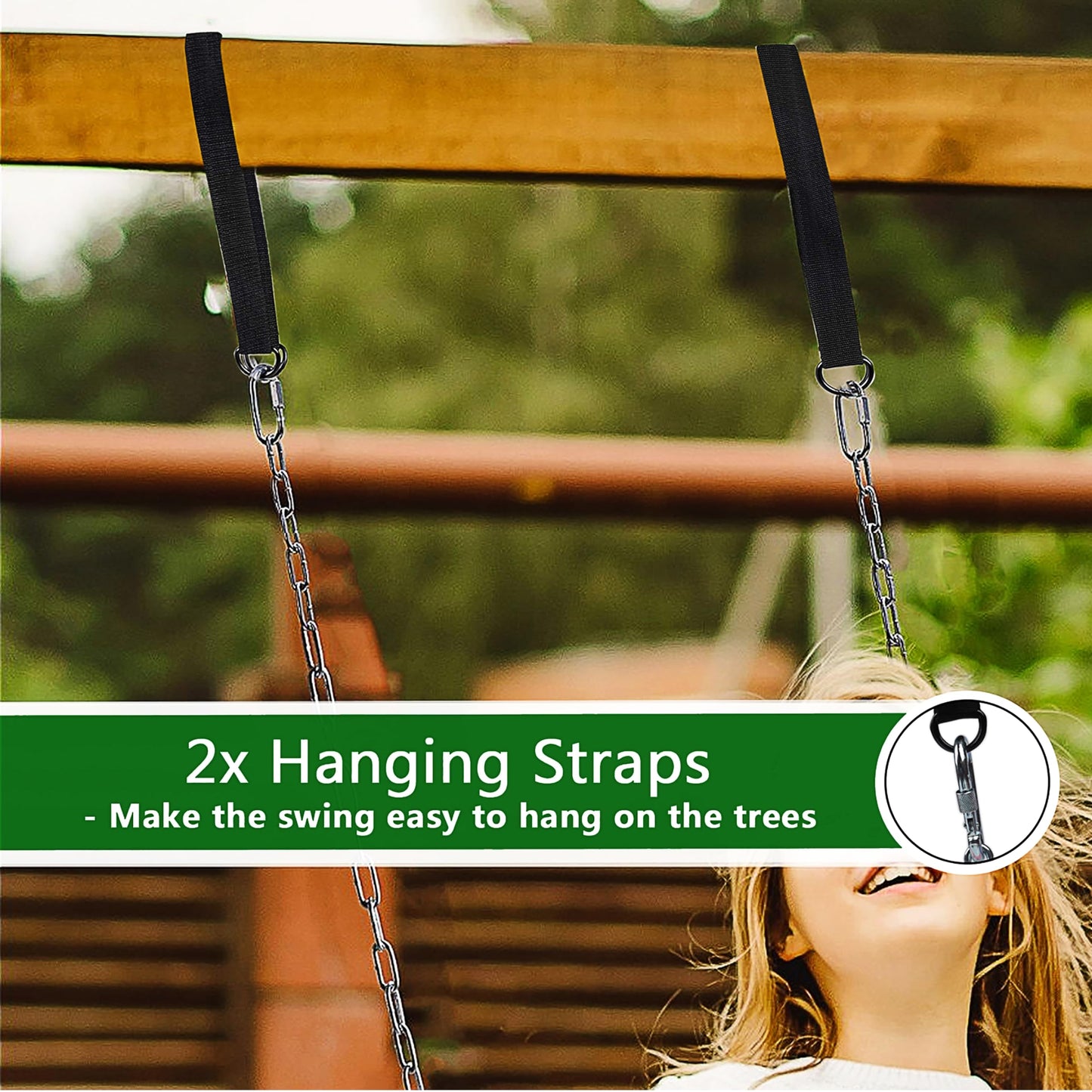 NOSTIFY 66-Inch Heavy Duty Coated Iron Chain Sensory Swing Seat – Outdoor Playground with Hooks & Straps (Green)