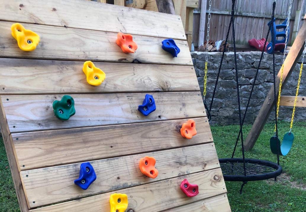 NOSTIFY 25 Pcs Pig Nose Rock Climbing Holds with Blue & Green Handles – Hardware Included