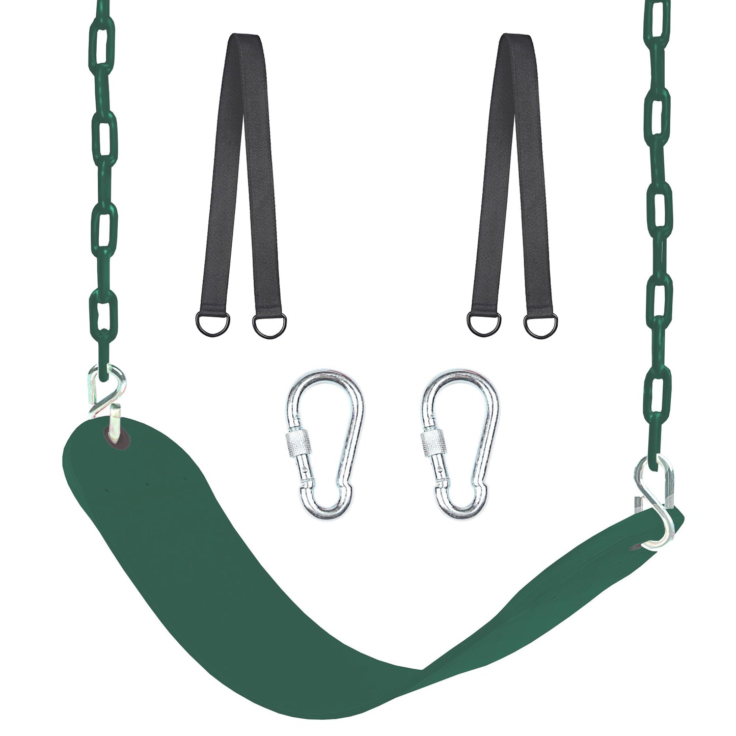 NOSTIFY 66-Inch Heavy Duty Coated Iron Chain Sensory Swing Seat – Outdoor Playground with Hooks & Straps (Green)