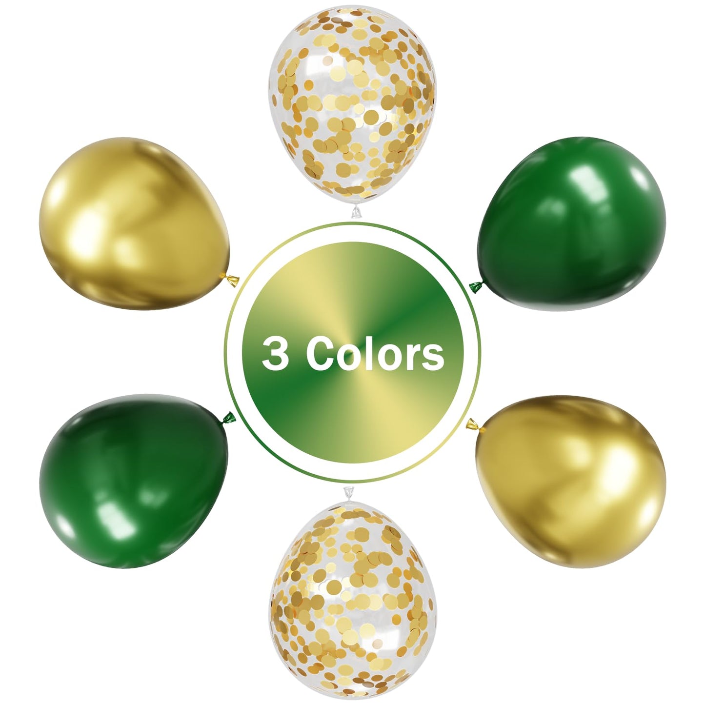 Green and Gold Balloons Set – 50 Pcs, 12in Dark Green & Metallic Gold | NOT HOME