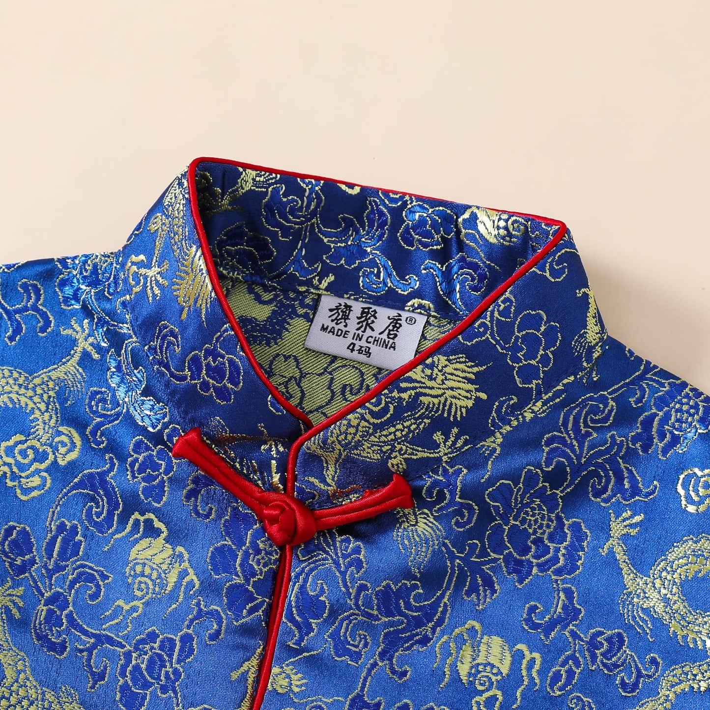 Noubeau Boy Tang Suit Dragon Long Sleeve Shirt – Blue, 6-8 Years | Chinese New Year Outfit