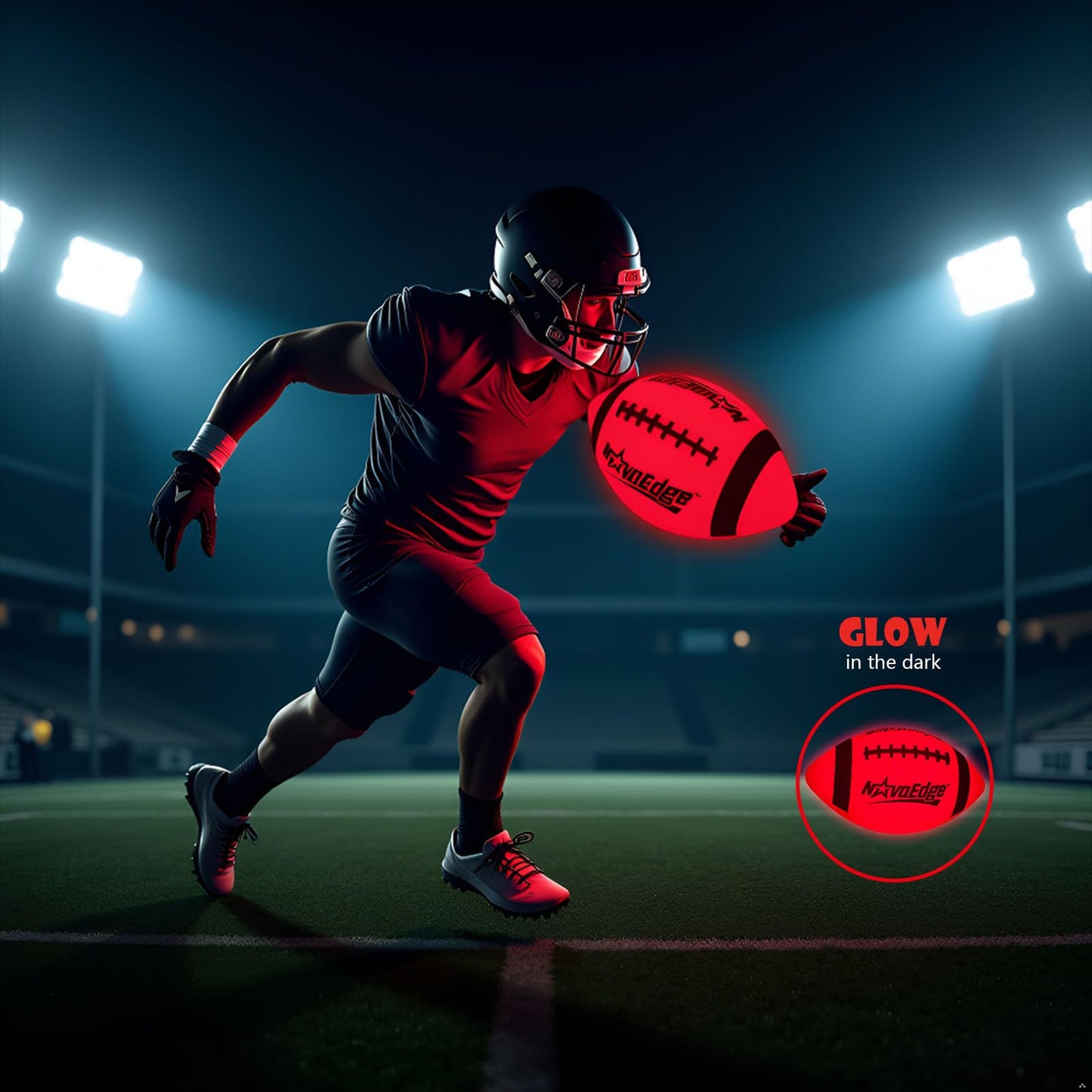 NovaEdge Glow in The Dark Football - LED Light Up Ball | USB-C Rechargeable, Junior Size 6