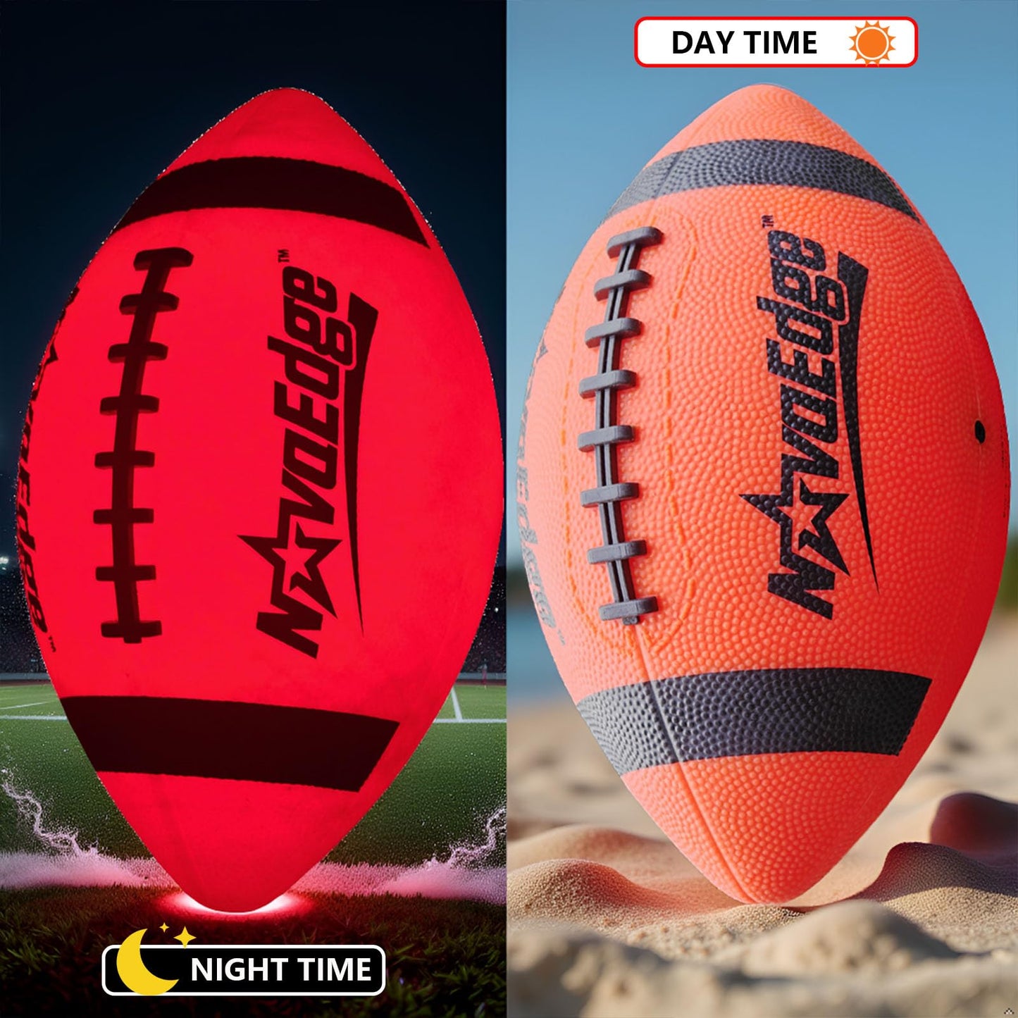 NovaEdge Glow in The Dark Football - LED Light Up Ball | USB-C Rechargeable, Junior Size 6