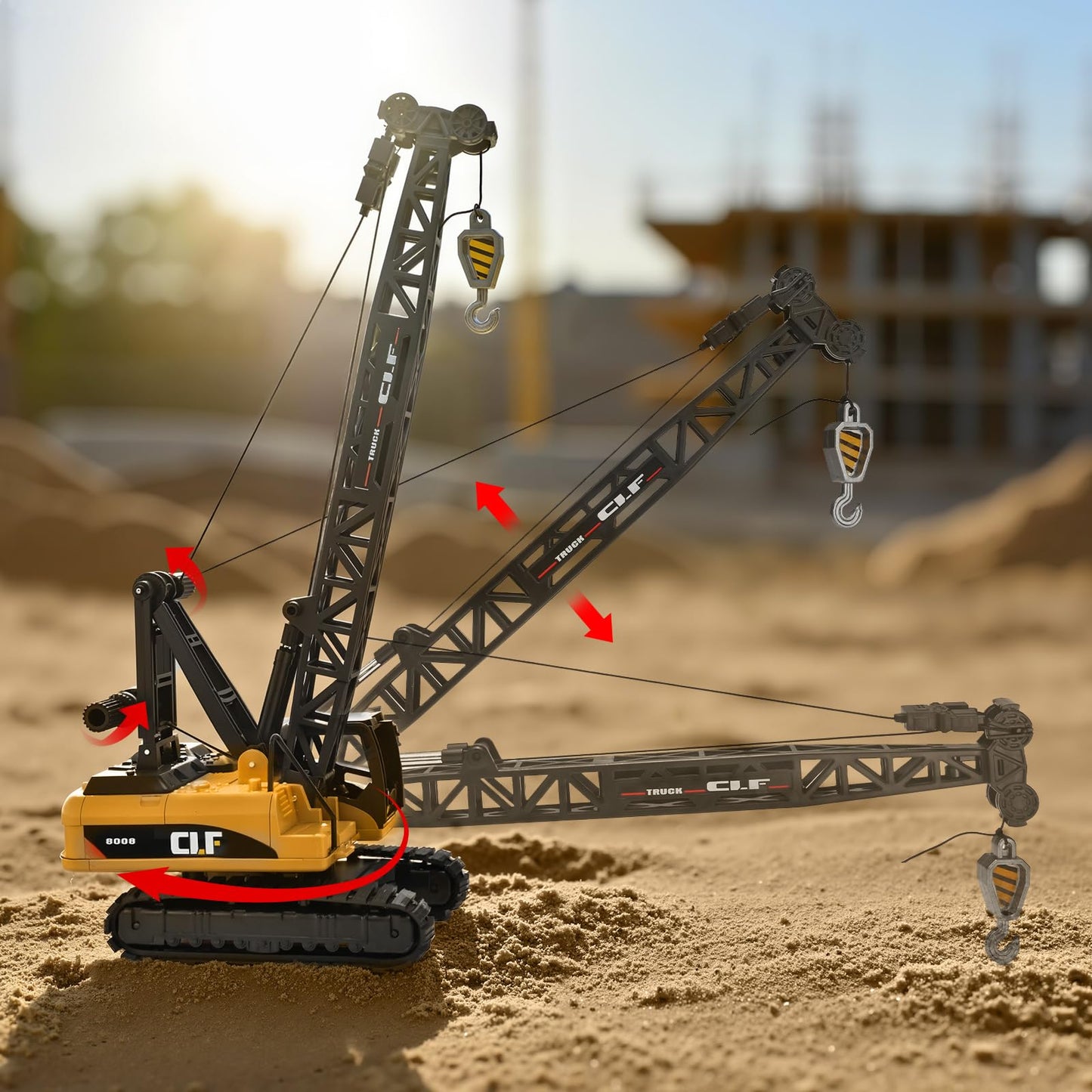 NOVAFUSION Construction Crane Toy for Boys | Rotatable Workbench & Liftable Arm