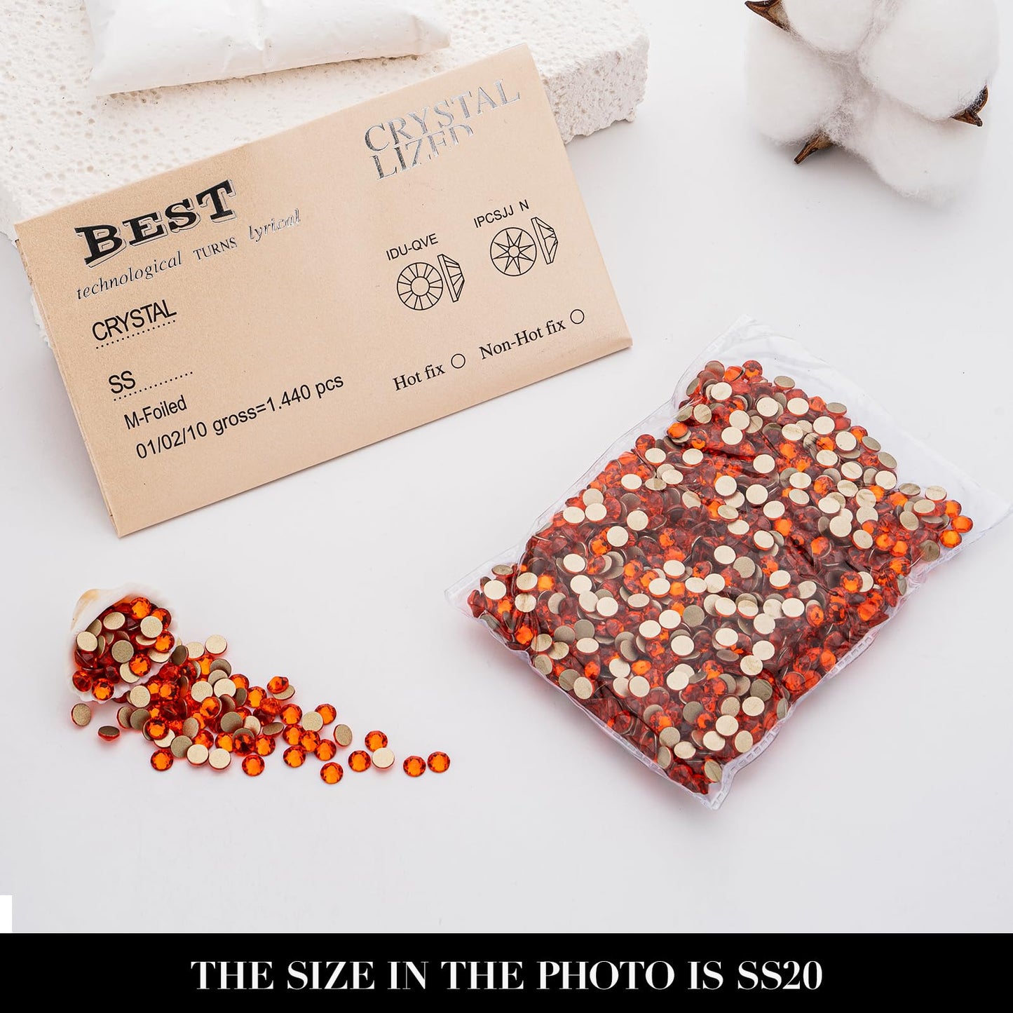 Novani Hyacinth/Orange Rhinestones SS20 4.6–4.8mm – 1440pcs | 2088 Flat Back Crystal Gems for Nail Art & Crafting