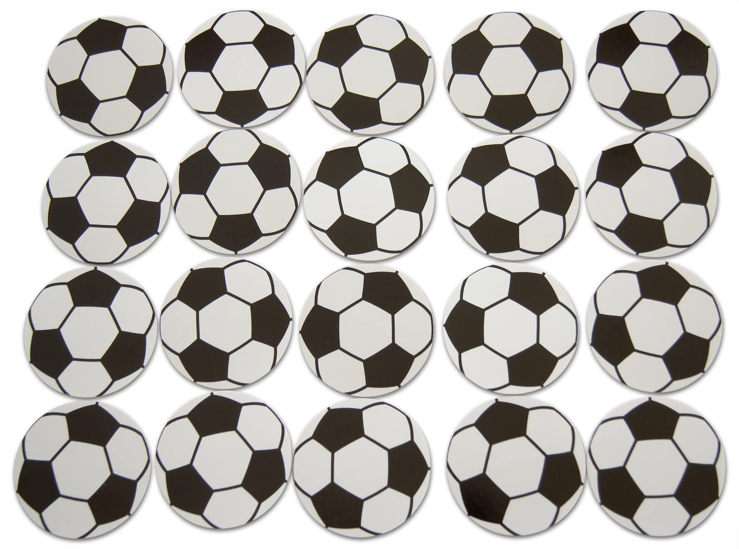 Novel Merk Soccer Ball Vinyl Stickers – 20-pack 2-inch Round Decals for Laptop, Water Bottle & More – Repositionable & Waterproof