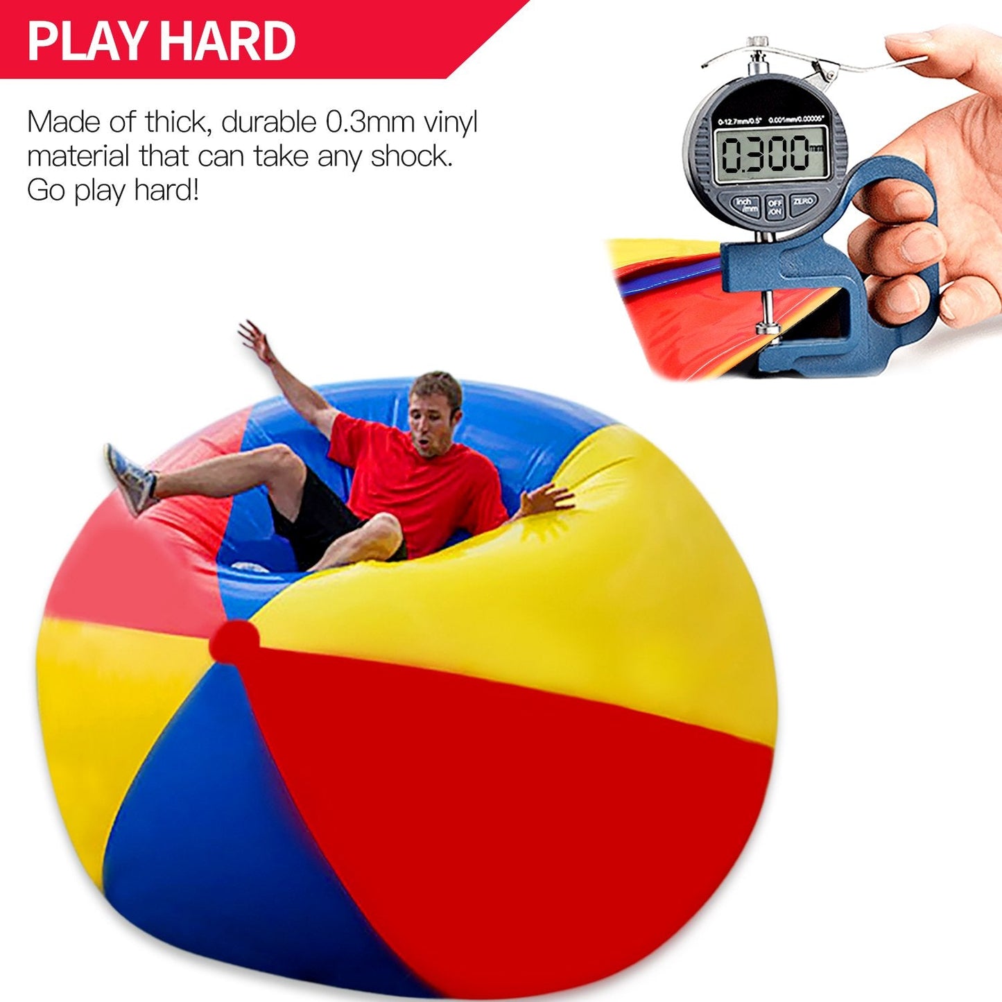 Novelty Place Giant Inflatable Beach Ball – 55 Inches (4.6 ft) Jumbo Pool Toy for Kids & Adults