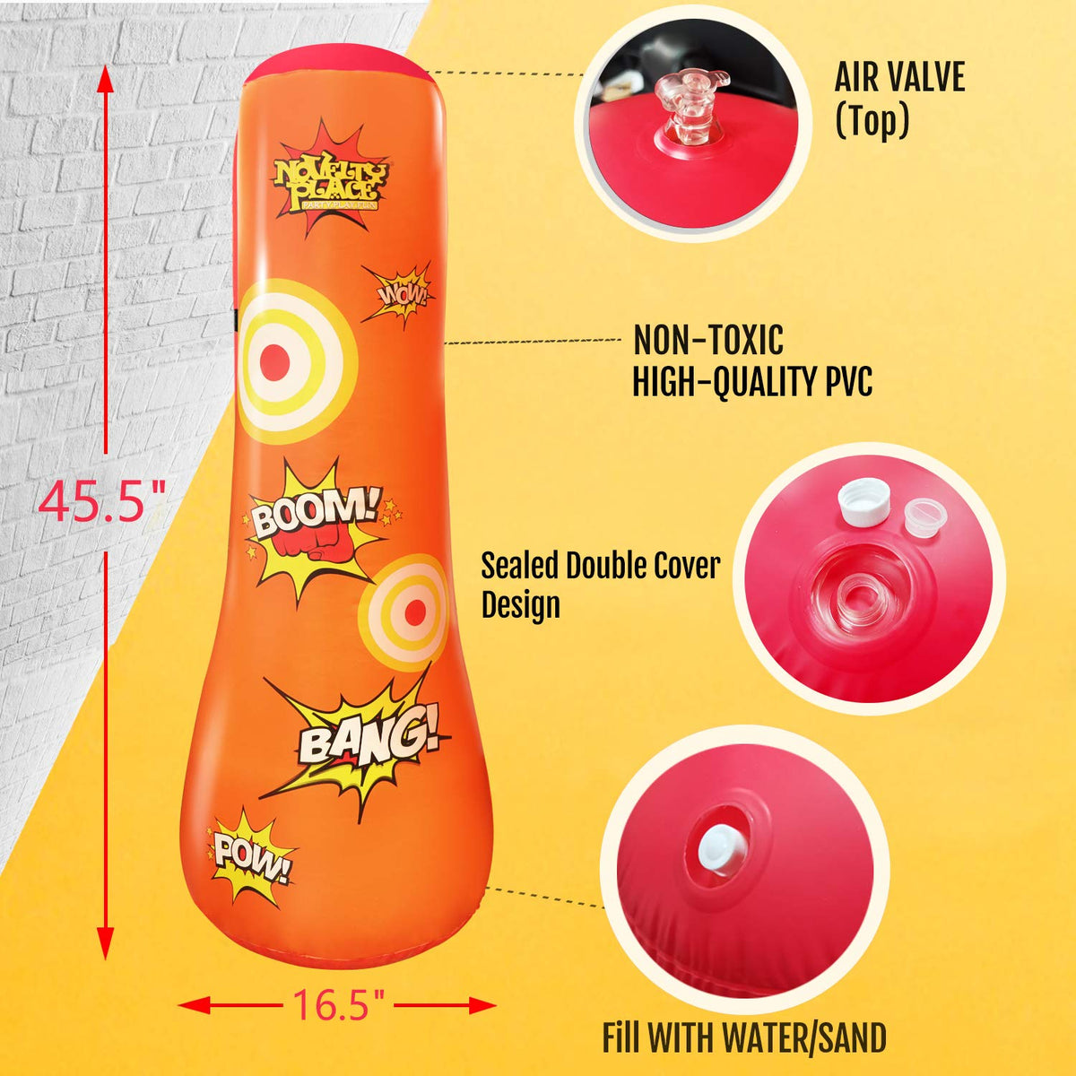 Novelty Place Kid's Inflatable Punching Bag — Free-Standing 4.5 ft Bop Toy