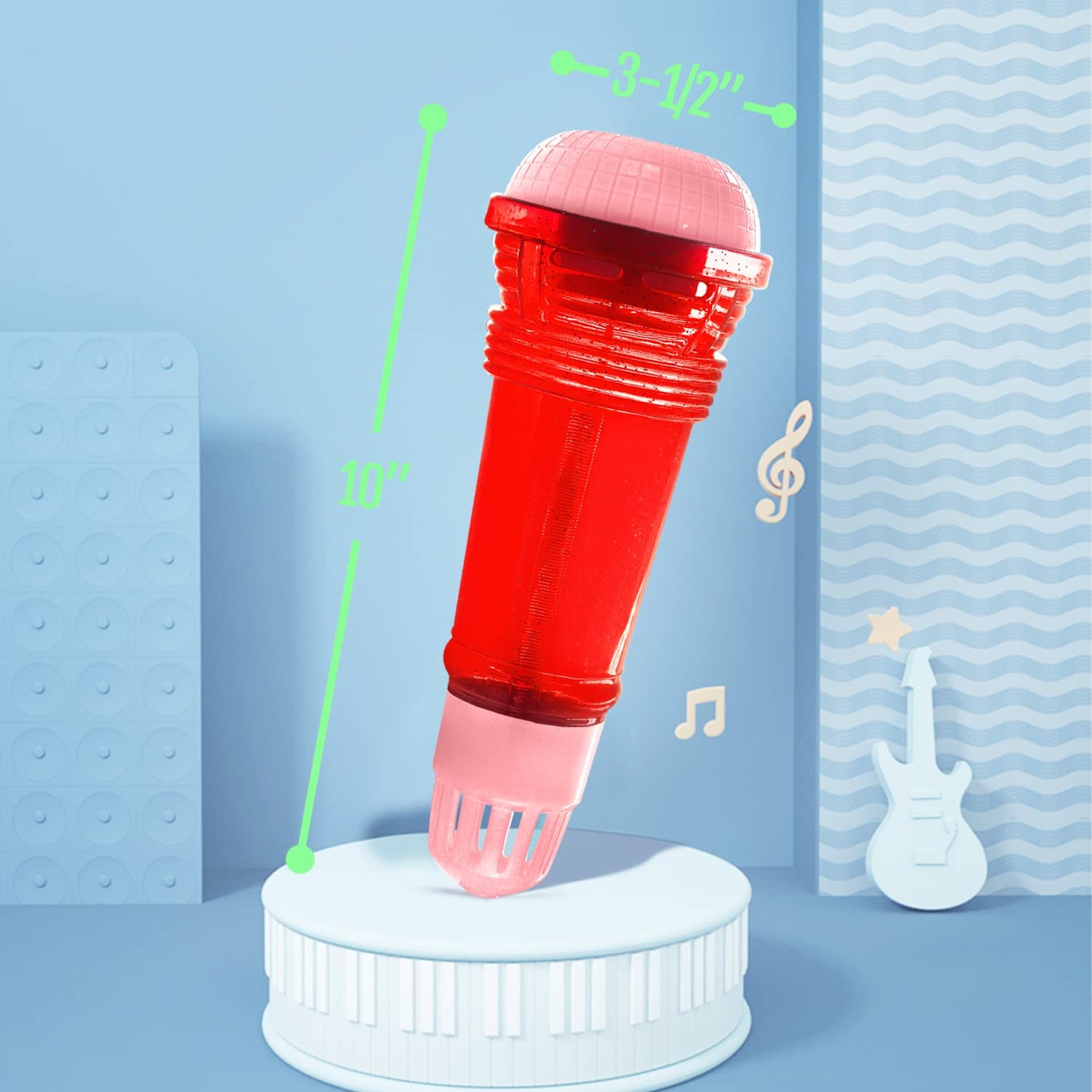 Novelty Place Echo Mic for Kids - Battery-Free Echo Karaoke Microphone (10-inch) Red & Pink