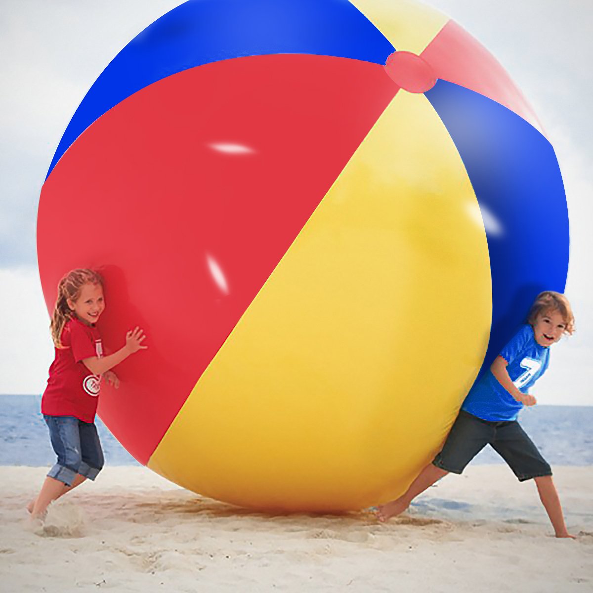 Novelty Place Giant Inflatable Beach Ball – 55 Inches (4.6 ft) Jumbo Pool Toy for Kids & Adults