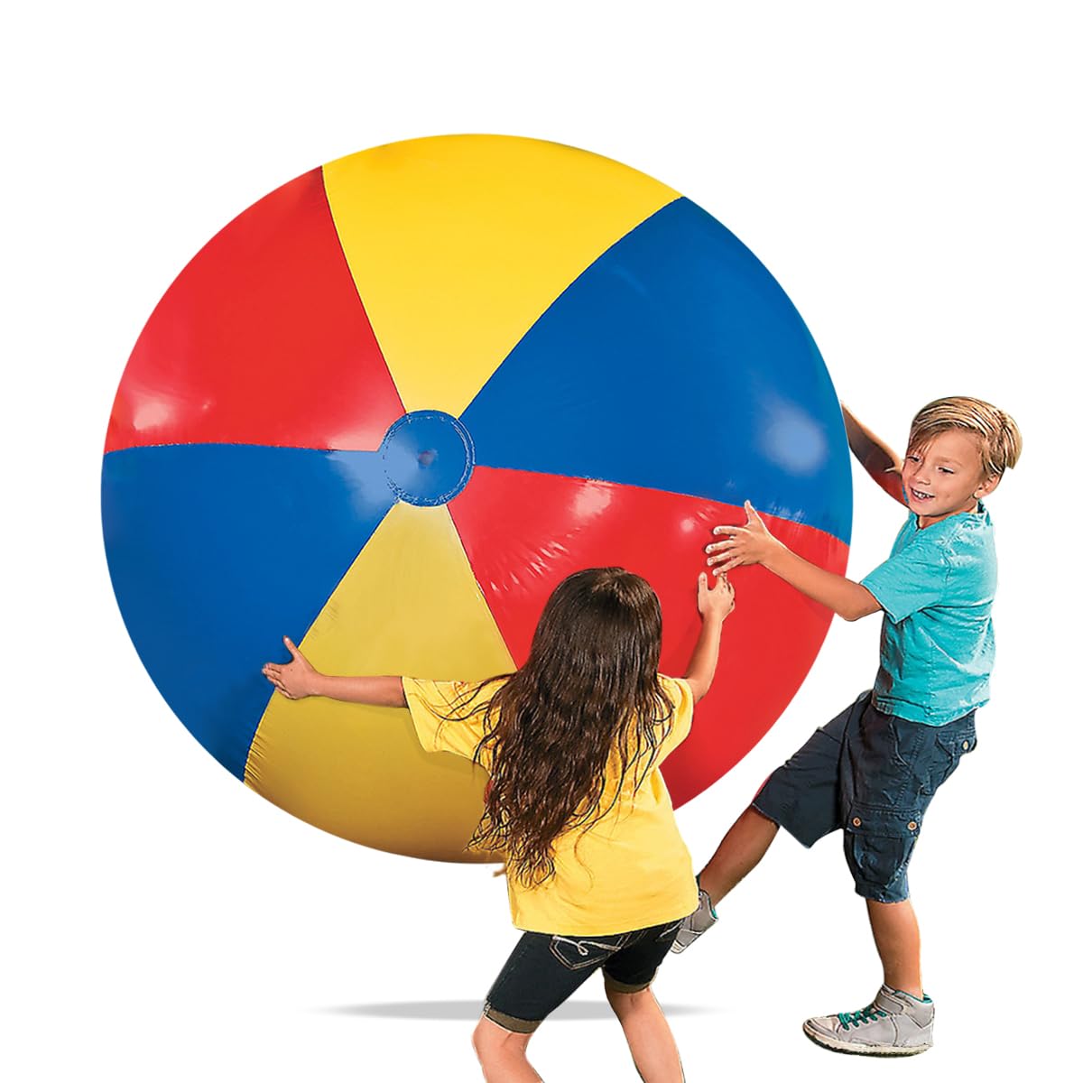 Novelty Place Giant Inflatable Beach Ball – 55 Inches (4.6 ft) Jumbo Pool Toy for Kids & Adults