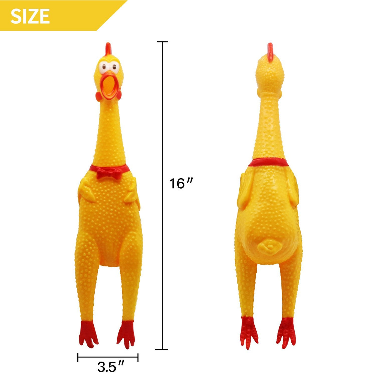 Novelty Place Squawking Chicken Dog Toy - 16in Yellow Squeaky & Screaming
