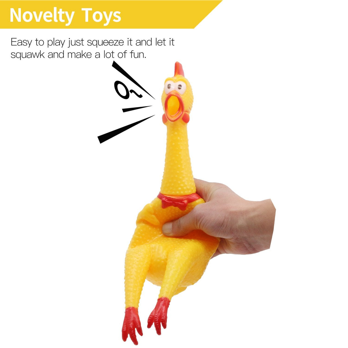 Novelty Place Squawking Chicken Dog Toy - 16in Yellow Squeaky & Screaming