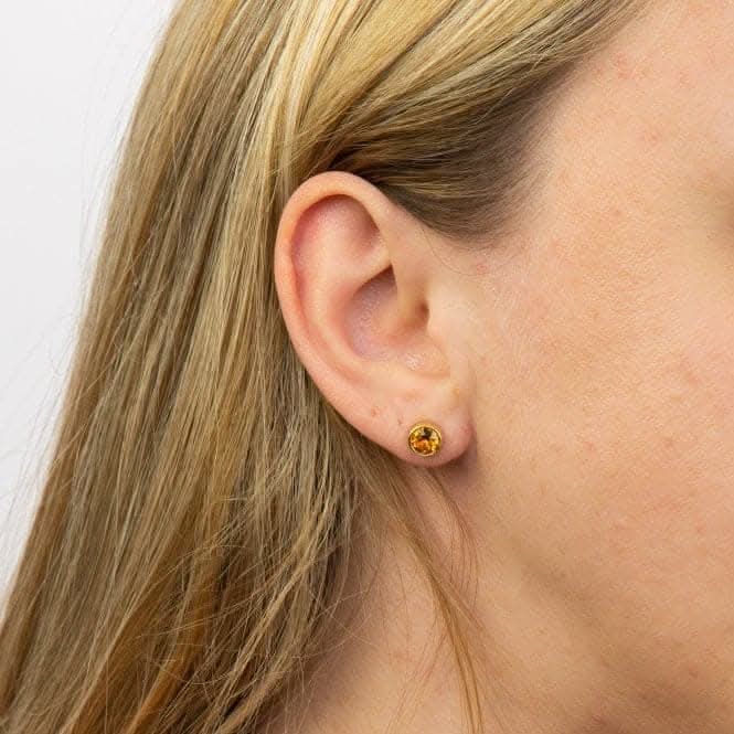 November Yellow Gold Plated Birthstone Earrings with Swarovski Crystal E1547