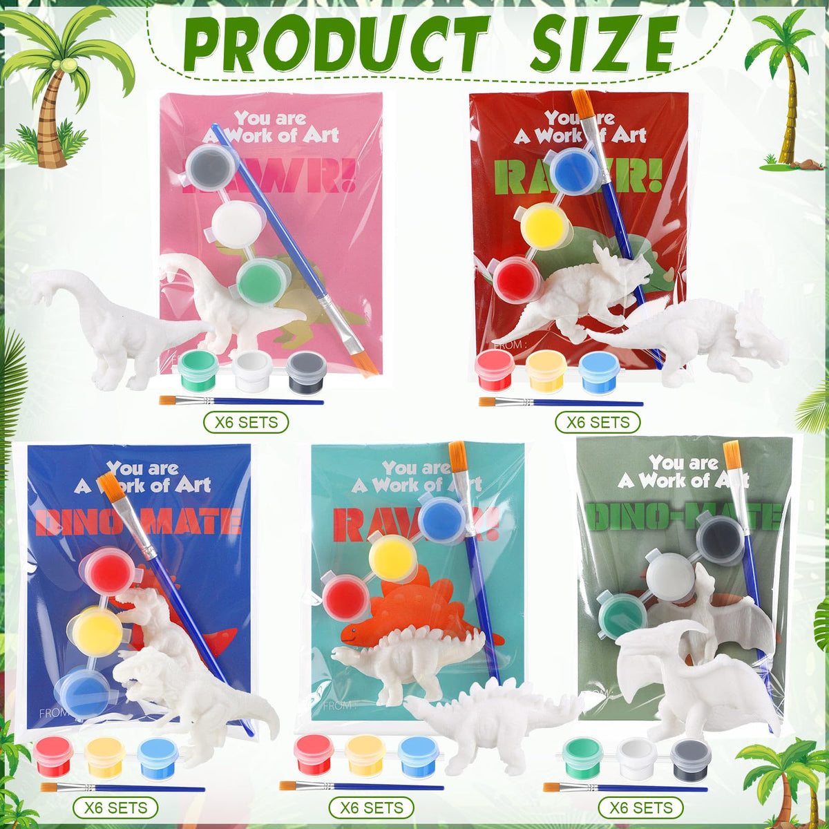 Noveread 30 Sets Dinosaur Party Favors Painting Kit with Cards & Figurines